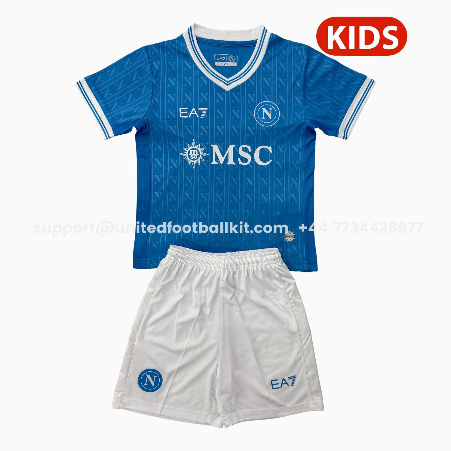 Unitedfootballkit.com | Napoli 25-26 European Home Kids Kit -Customize Name, Number and Patch | Worldwide Shipping