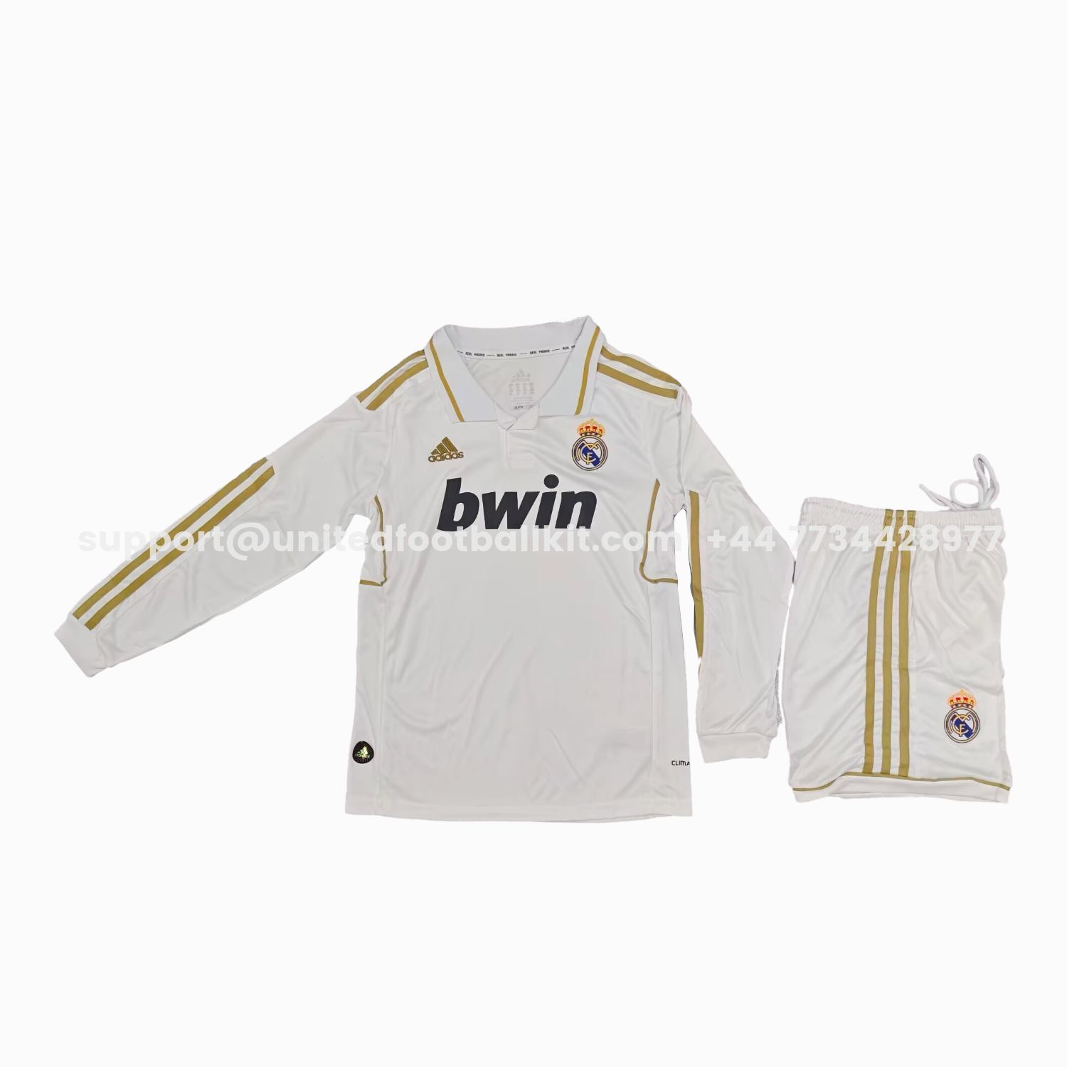 Unitedfootballkit.com | Retro Real Madrid 2011-12 Home Long Sleeves Kids Kit -Customize Name, Number and Patch | Worldwide Shipping
