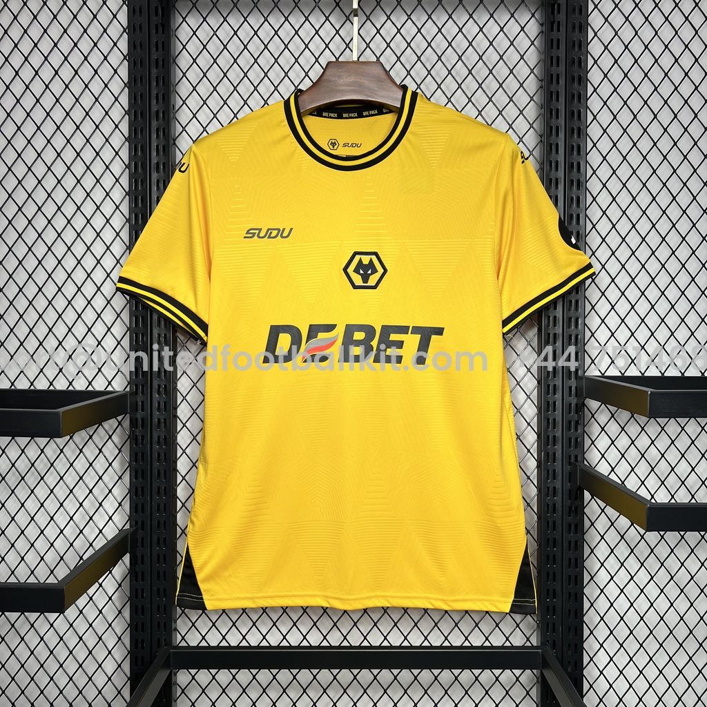 Unitedfootballkit.com | Wolverhampton Wanderers Wolves 24-25 Home Jersey - Fans Version -Customize Name, Number and Patch | Worldwide Shipping