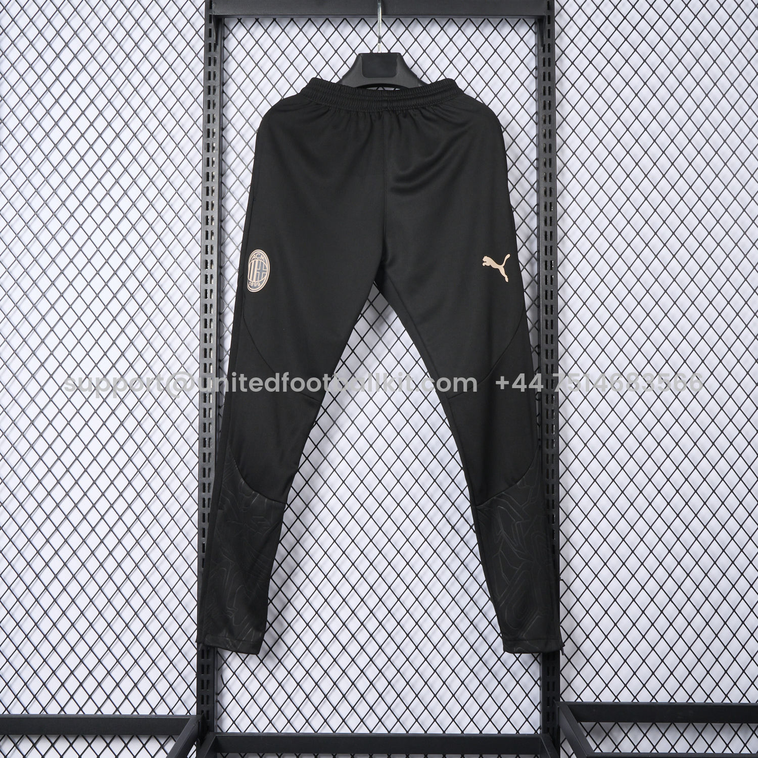 Unitedfootballkit.com | AC Milan 24-25 Black Training Pants - Player Version -Customize Name, Number and Patch | Worldwide Shipping