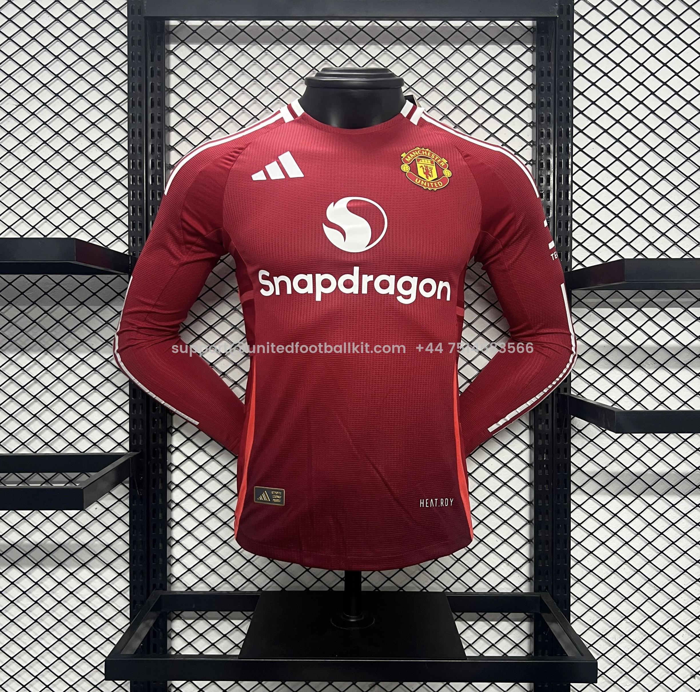 Unitedfootballkit.com | Manchester United 24-25 Home Long Sleeve Jersey - Player Version -Customize Name, Number and Patch | Worldwide Shipping