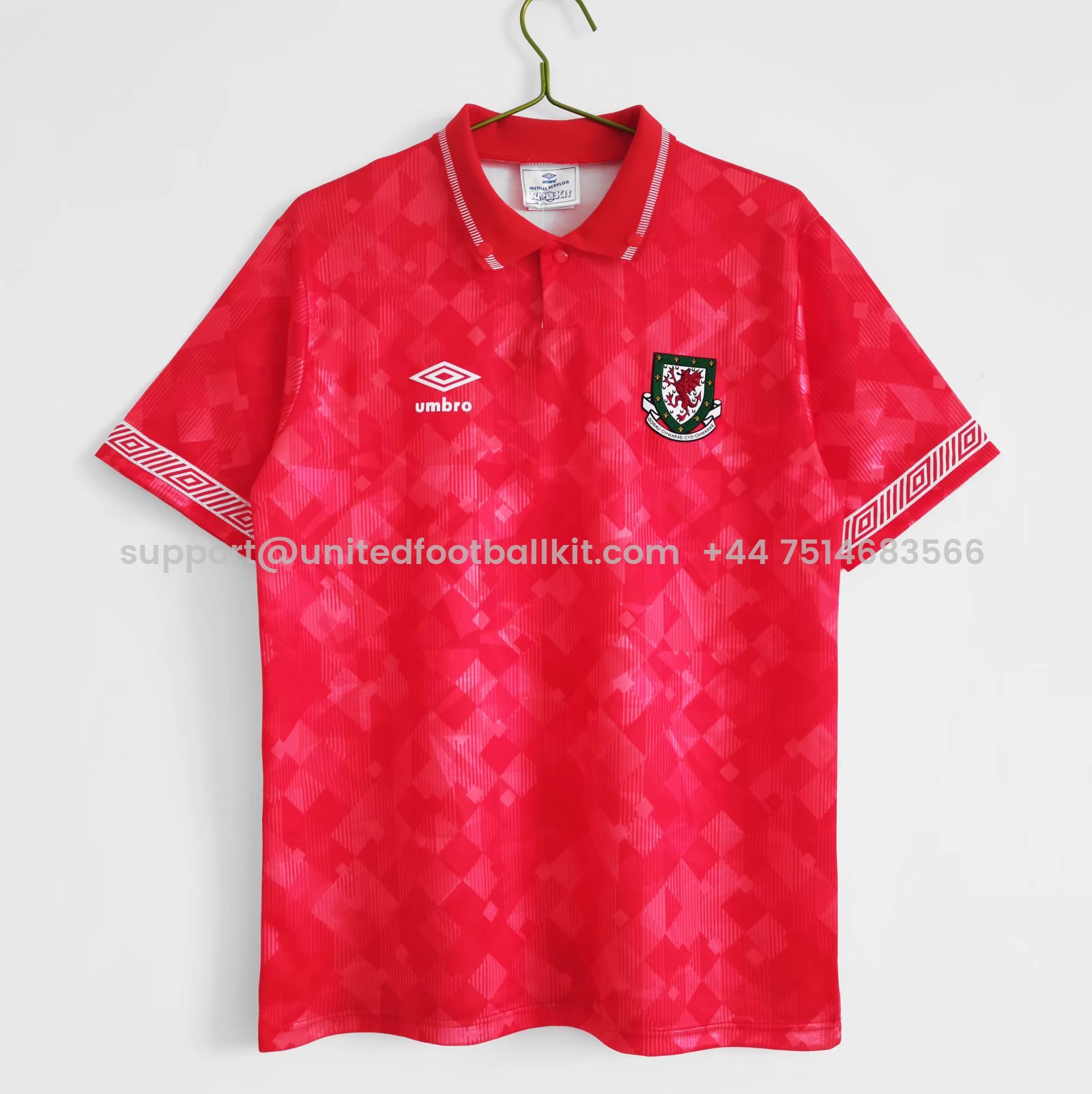 Unitedfootballkit.com | Retro Wales 1990 Home Stadium Jersey -Customize Name, Number and Patch | Worldwide Shipping