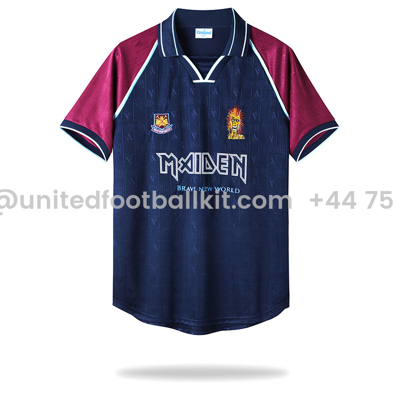 Unitedfootballkit.com | Retro Iron Maiden x West Ham 1999-01 Home Stadium Jersey -Customize Name, Number and Patch | Worldwide Shipping