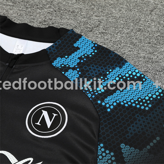 Unitedfootballkit.com | Napoli 24-25 Kids Long Sleeve Training Set - Black Blue -Customize Name, Number and Patch | Worldwide Shipping