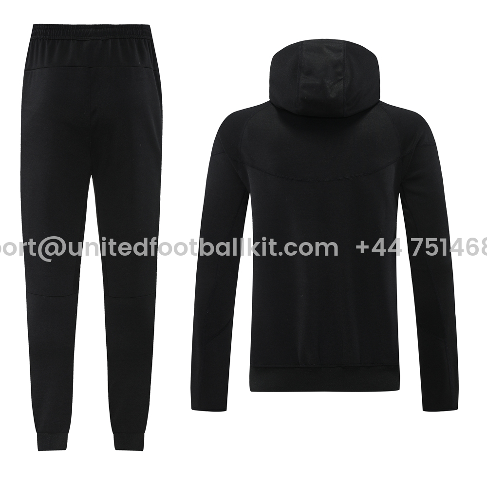 Unitedfootballkit.com | Barcelona 24-25 Unsponsored Training Hoodie Set - Black Hoodie and Pants -Customize Name, Number and Patch | Worldwide Shipping