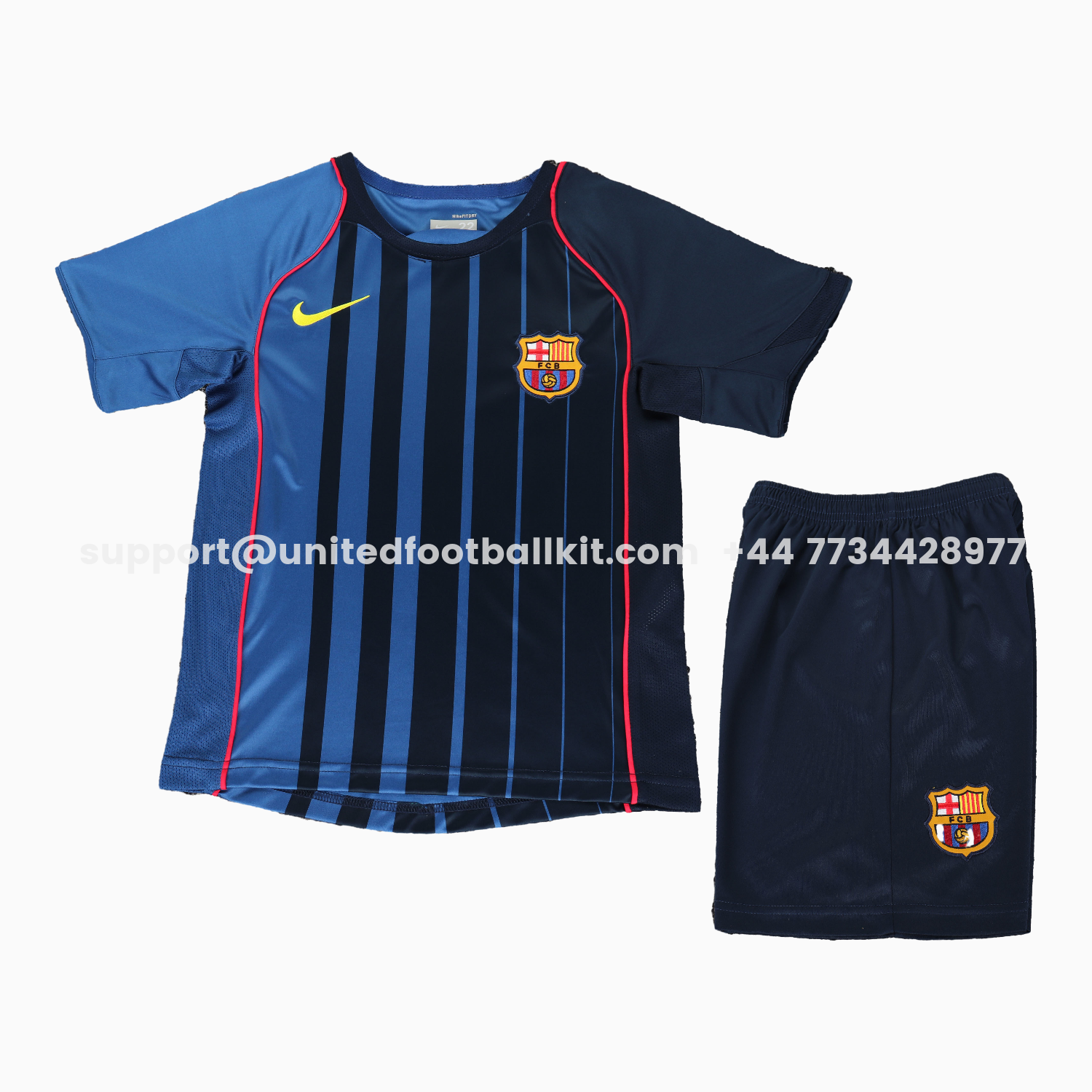 Unitedfootballkit.com | Retro Barcelona 2004-05 Away Kids Kit -Customize Name, Number and Patch | Worldwide Shipping