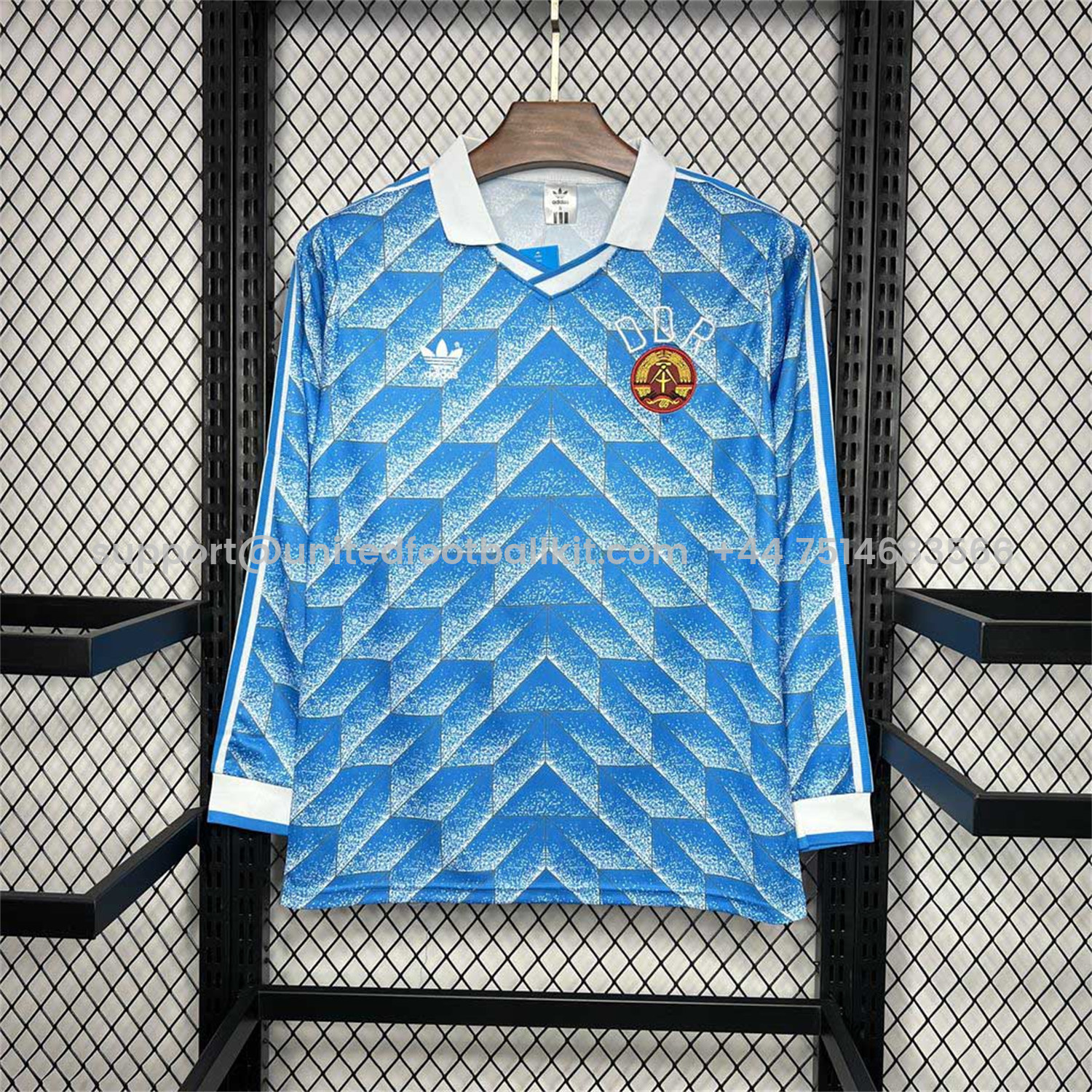 Unitedfootballkit.com | Retro East Germany 1988 Away Long Sleeves Jersey -Customize Name, Number and Patch | Worldwide Shipping