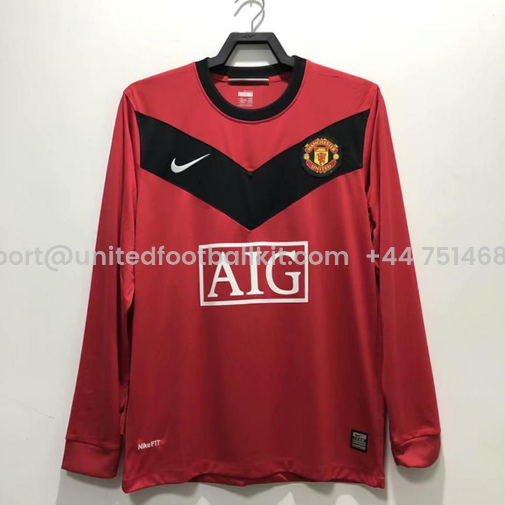Unitedfootballkit.com | Retro Manchester United 09-10 Home Long Sleeve Jersey -Customize Name, Number and Patch | Worldwide Shipping