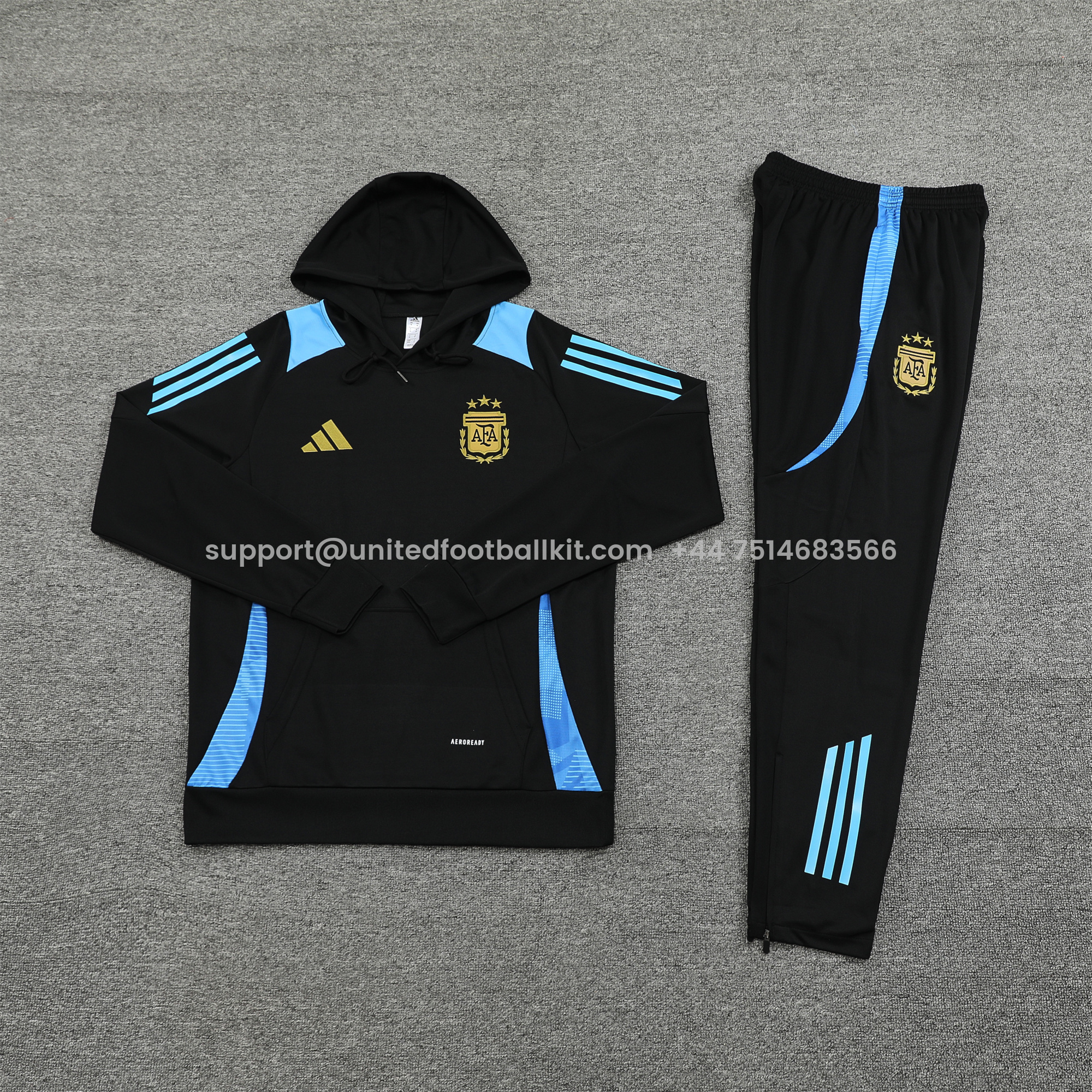 Unitedfootballkit.com | Argentina 24-25 Long Sleeve Training Set - Black Blue -Customize Name, Number and Patch | Worldwide Shipping