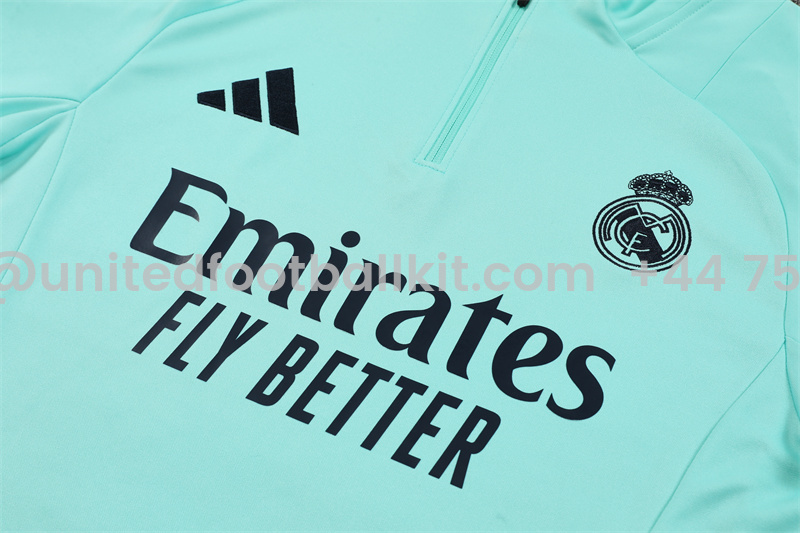 Unitedfootballkit.com | Real Madrid 24-25 Long Sleeve Training Set - Light Green -Customize Name, Number and Patch | Worldwide Shipping