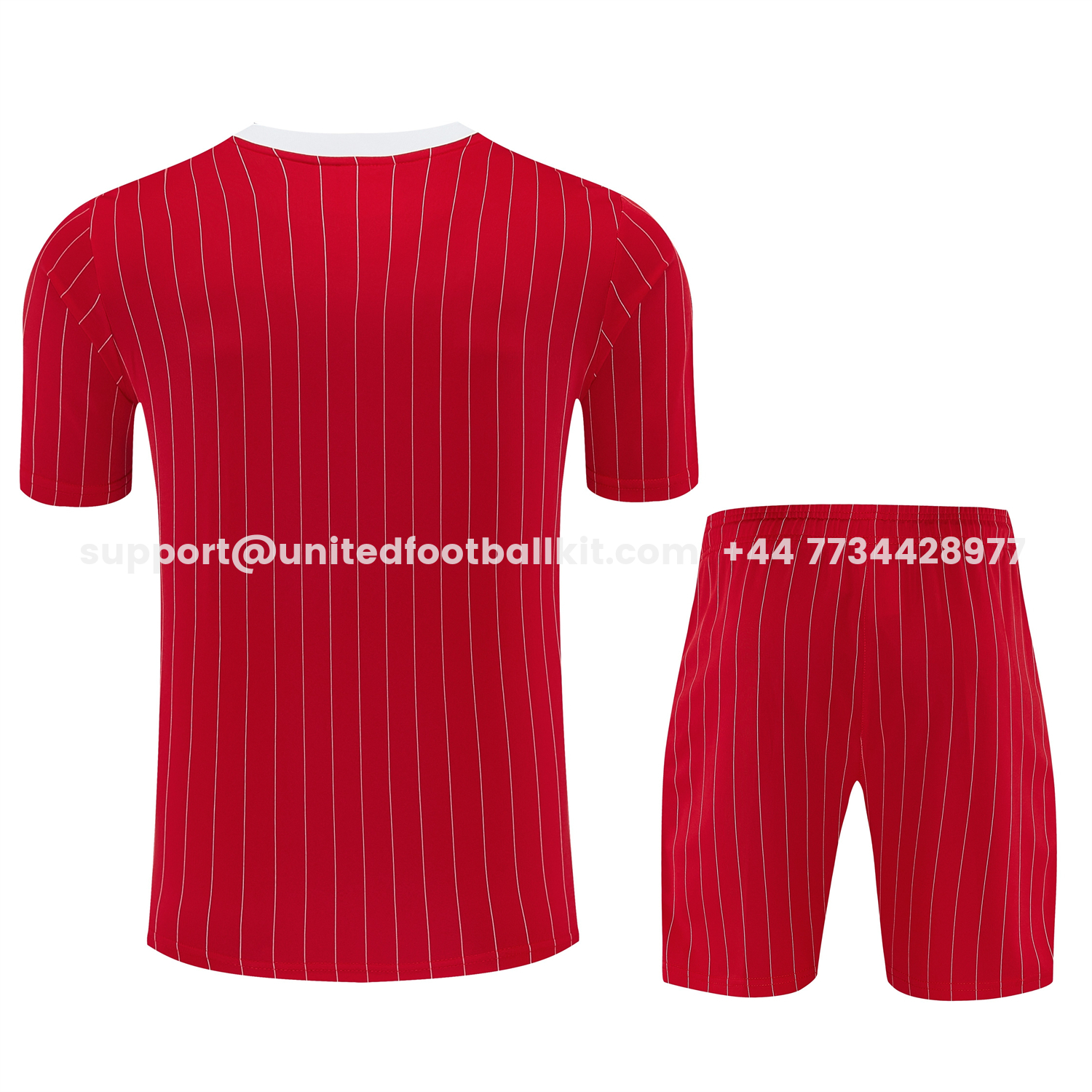 Unitedfootballkit.com | Manchester United 25-26 Retro Style Short-Sleeve Training Set - Red With White Stripes Top & Pants -Customize Name, Number and Patch | Worldwide Shipping