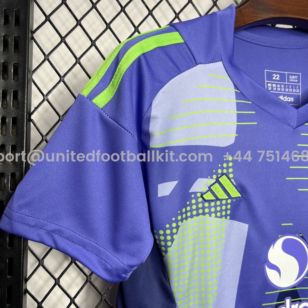 Unitedfootballkit.com | Manchester United 24-25 Purple Goalkeeper Kids Kit -Customize Name, Number and Patch | Worldwide Shipping