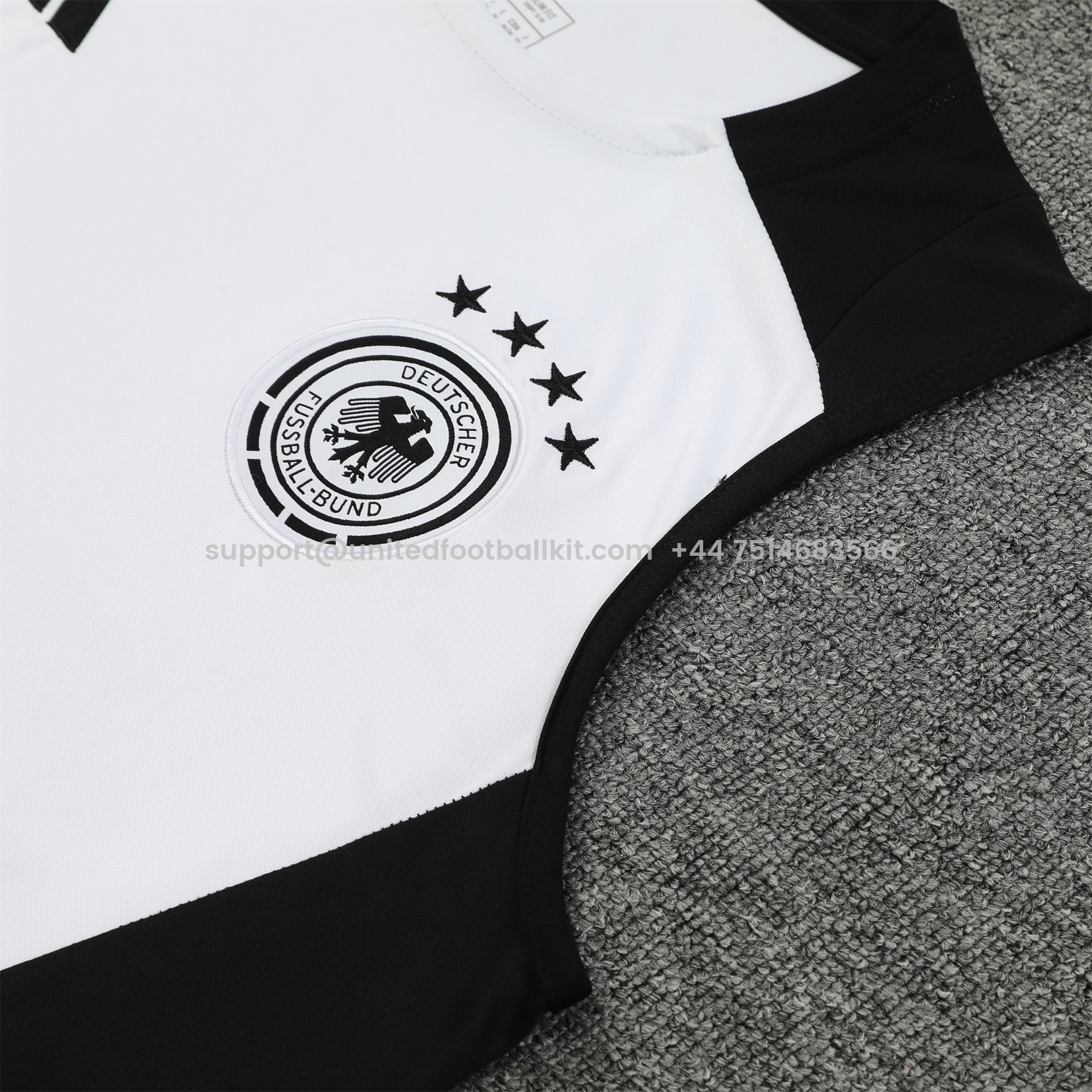 Unitedfootballkit.com | Germany 24-25 Training Vest Suit - White -Customize Name, Number and Patch | Worldwide Shipping