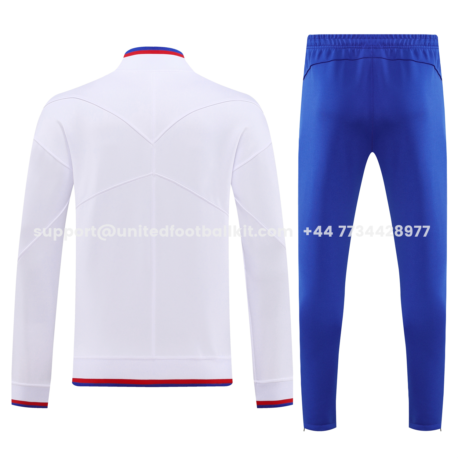 Unitedfootballkit.com | England 2026 Long Sleeve Training Set - White Top and Blue Pants -Customize Name, Number and Patch | Worldwide Shipping