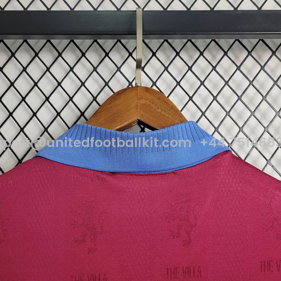 Unitedfootballkit.com | Retro Aston Villa 1995-97 Home Stadium Jersey -Customize Name, Number and Patch | Worldwide Shipping