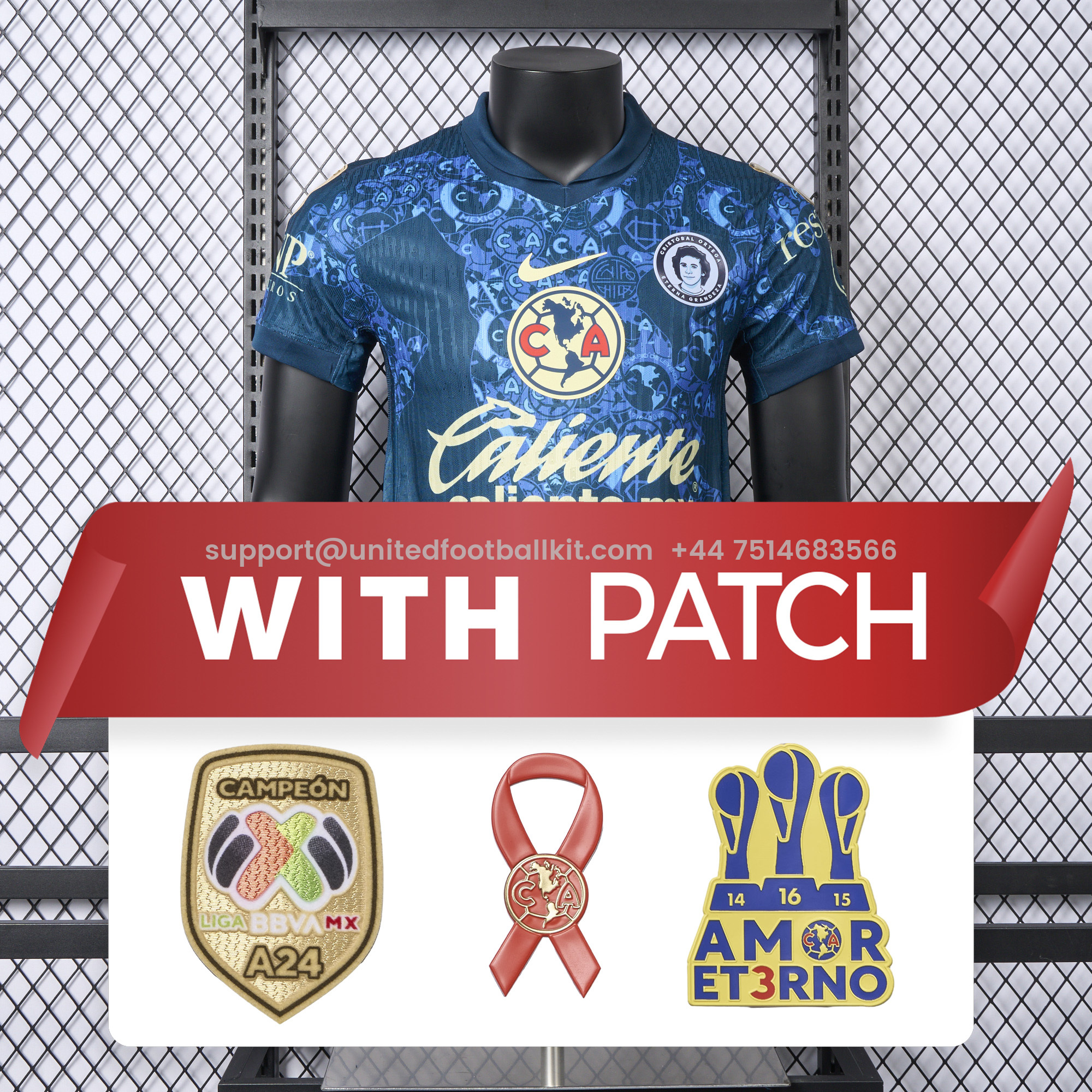 Unitedfootballkit.com | 【New Patches】Club América 24-25 Away Jersey - Player Version -Customize Name, Number and Patch | Worldwide Shipping
