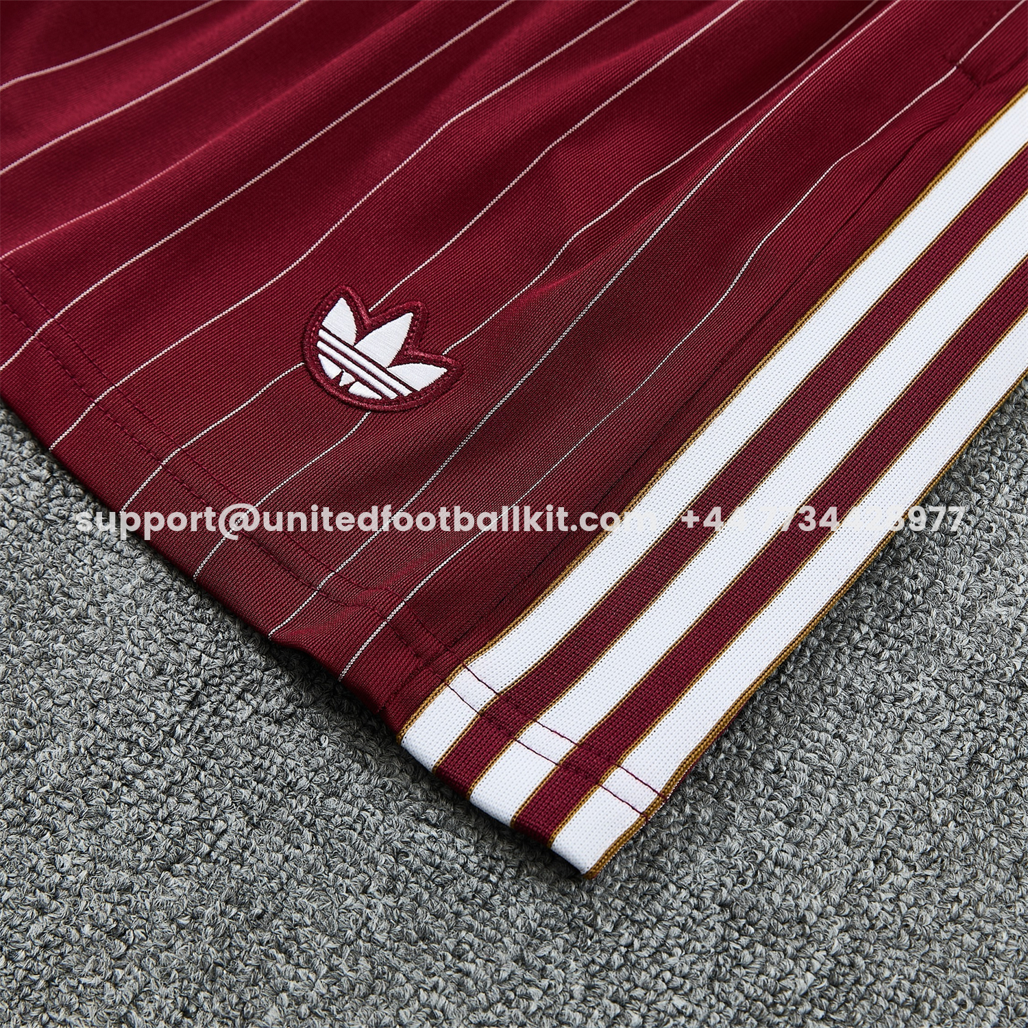 Unitedfootballkit.com | Arsenal 25-26 Retro Style Short-Sleeve Training Set - Dark Red With White Stripes Top & Pants -Customize Name, Number and Patch | Worldwide Shipping