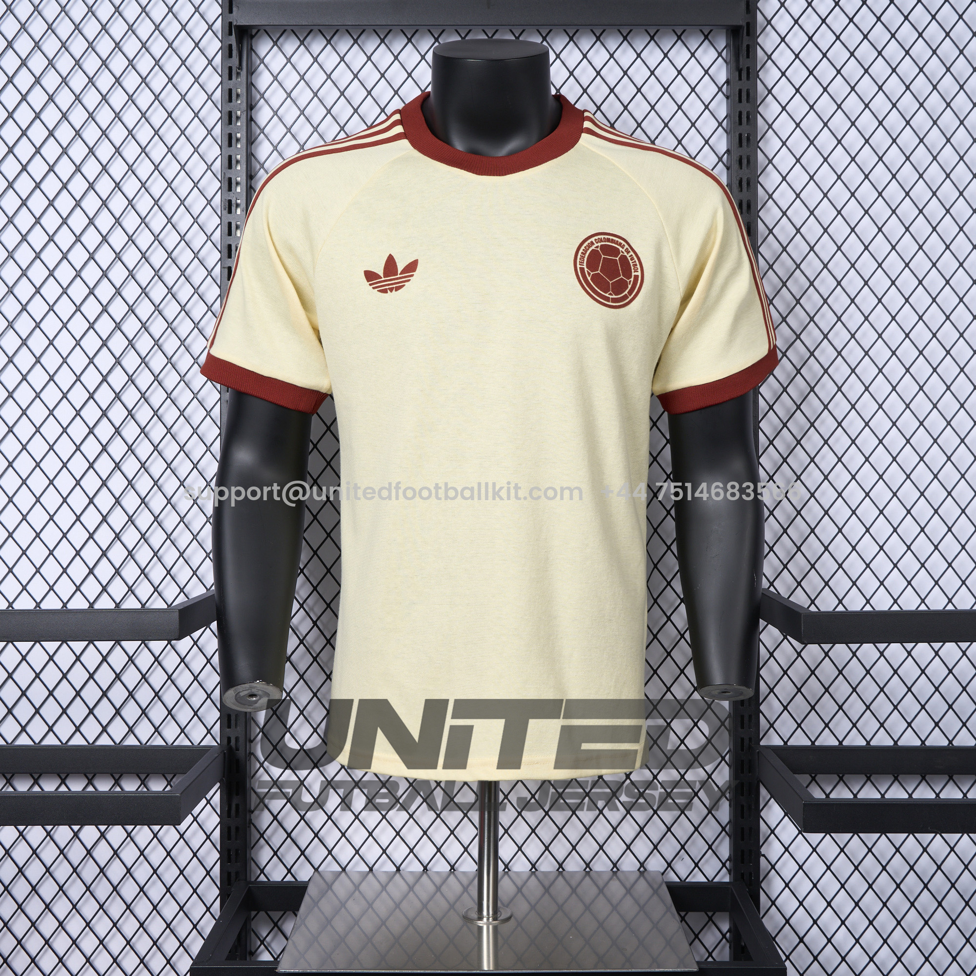 Unitedfootballkit.com | Colombia 2024 Classic Originals 3-Stripes Casual Shirt - Player Version -Customize Name, Number and Patch | Worldwide Shipping