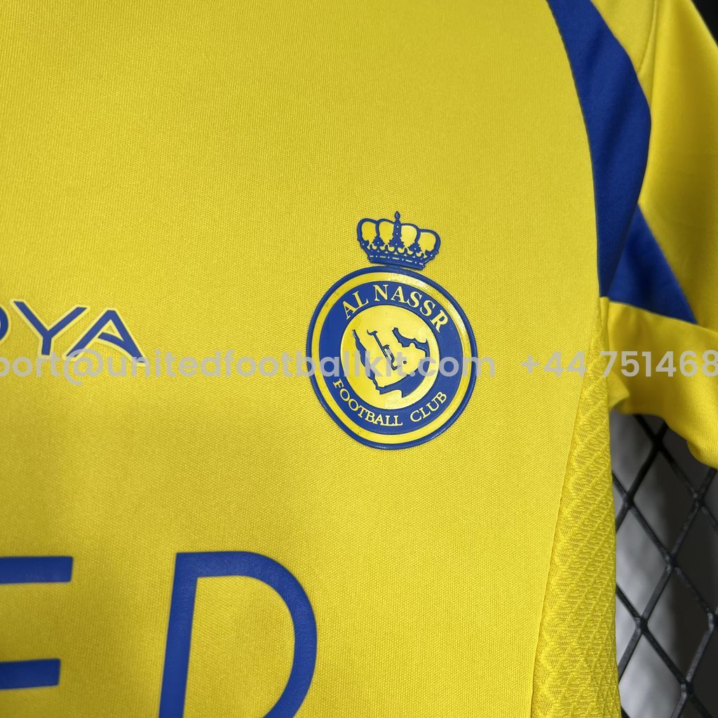 Unitedfootballkit.com | Al Nassr Riyadh Victory 24-25 Home Stadium Kids Kit -Customize Name, Number and Patch | Worldwide Shipping