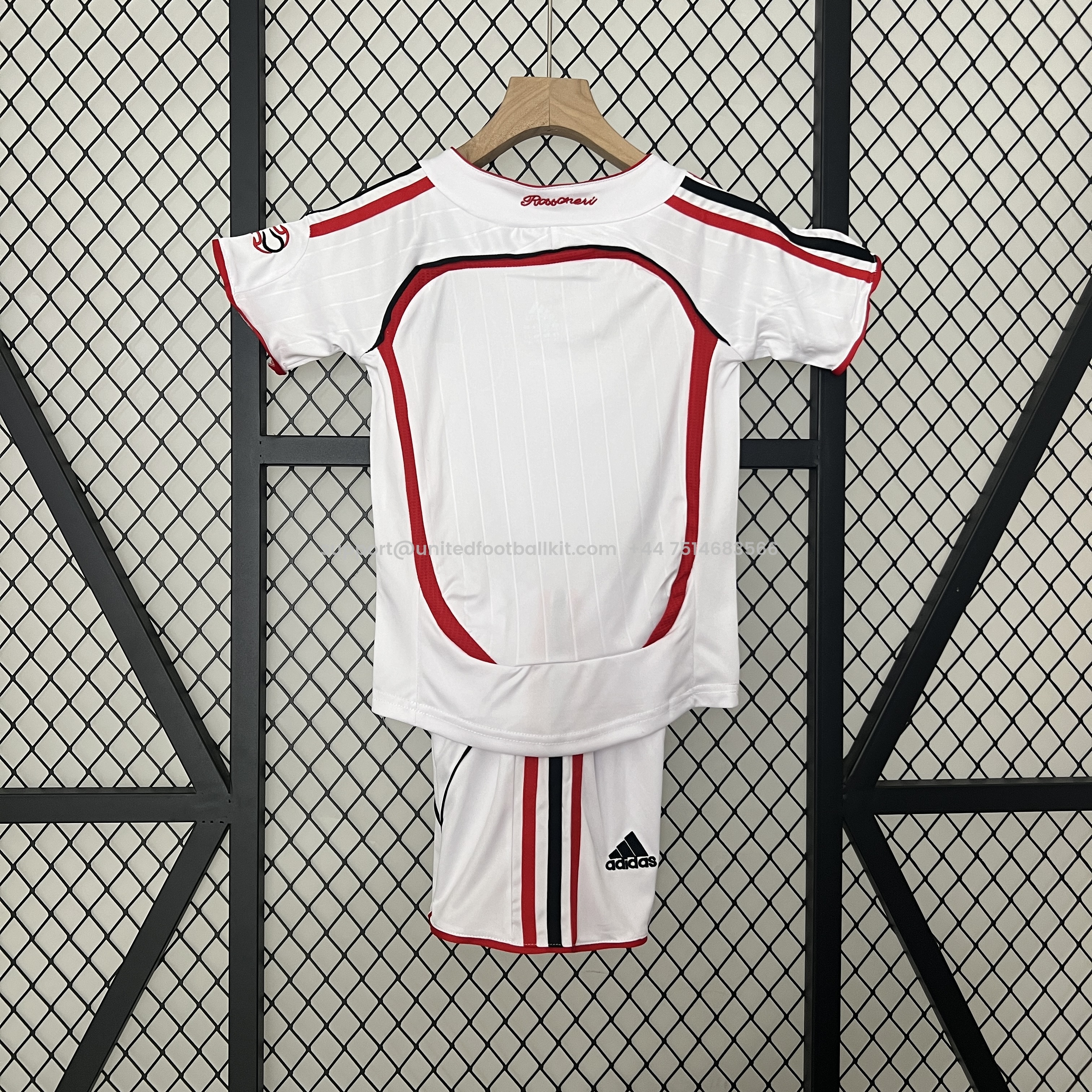Unitedfootballkit.com | Retro AC Milan 2006-07 Away Stadium Kids Kit - Champions League Final -Customize Name, Number and Patch | Worldwide Shipping