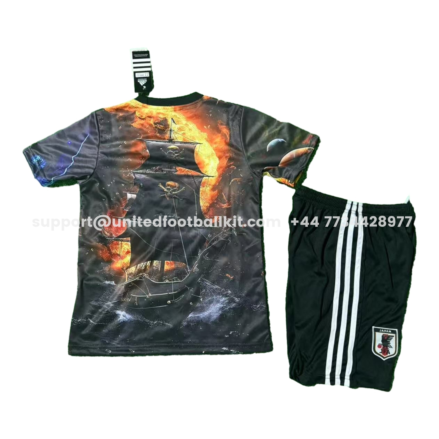 Unitedfootballkit.com | Japan 25-26 Luffy And Ace Black Special Kids Kit -Customize Name, Number and Patch | Worldwide Shipping