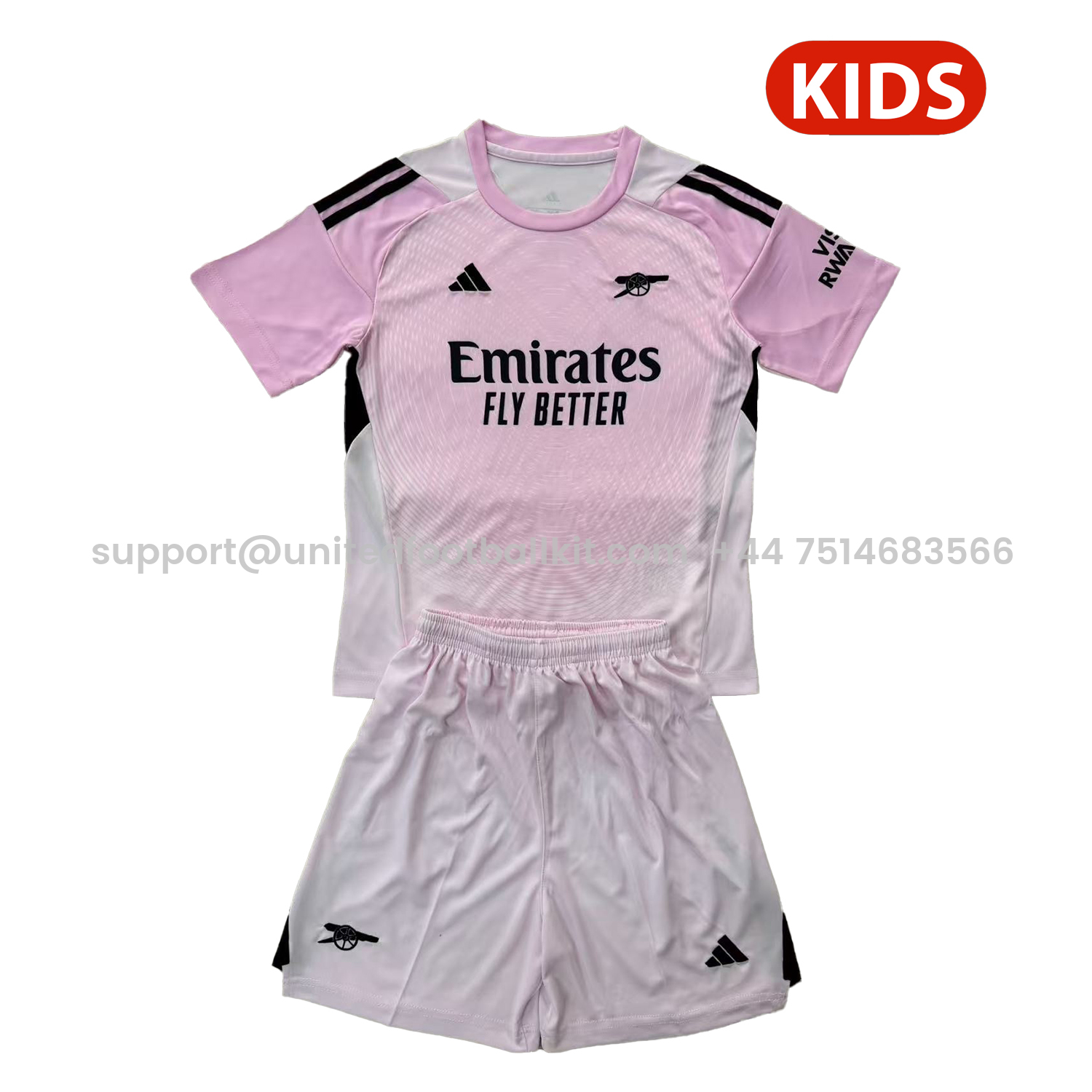 Unitedfootballkit.com | Arsenal 25-26 Light Pink Goalkeeper Kids Kit -Customize Name, Number and Patch | Worldwide Shipping