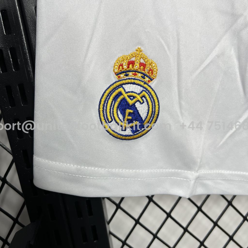 Unitedfootballkit.com | Real Madrid 24-25 Home Shorts - Fans Version -Customize Name, Number and Patch | Worldwide Shipping