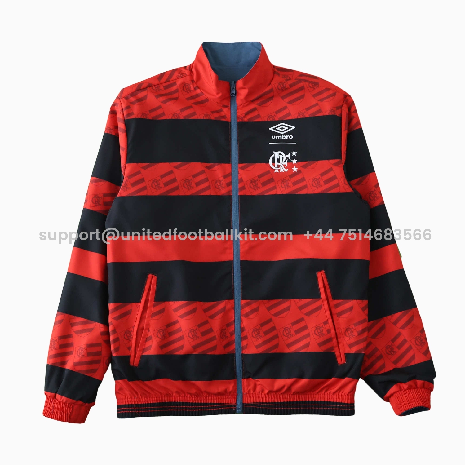 Unitedfootballkit.com | Flamengo 24-25 Double Sided Reversible Windbreaker - Red & Blue -Customize Name, Number and Patch | Worldwide Shipping