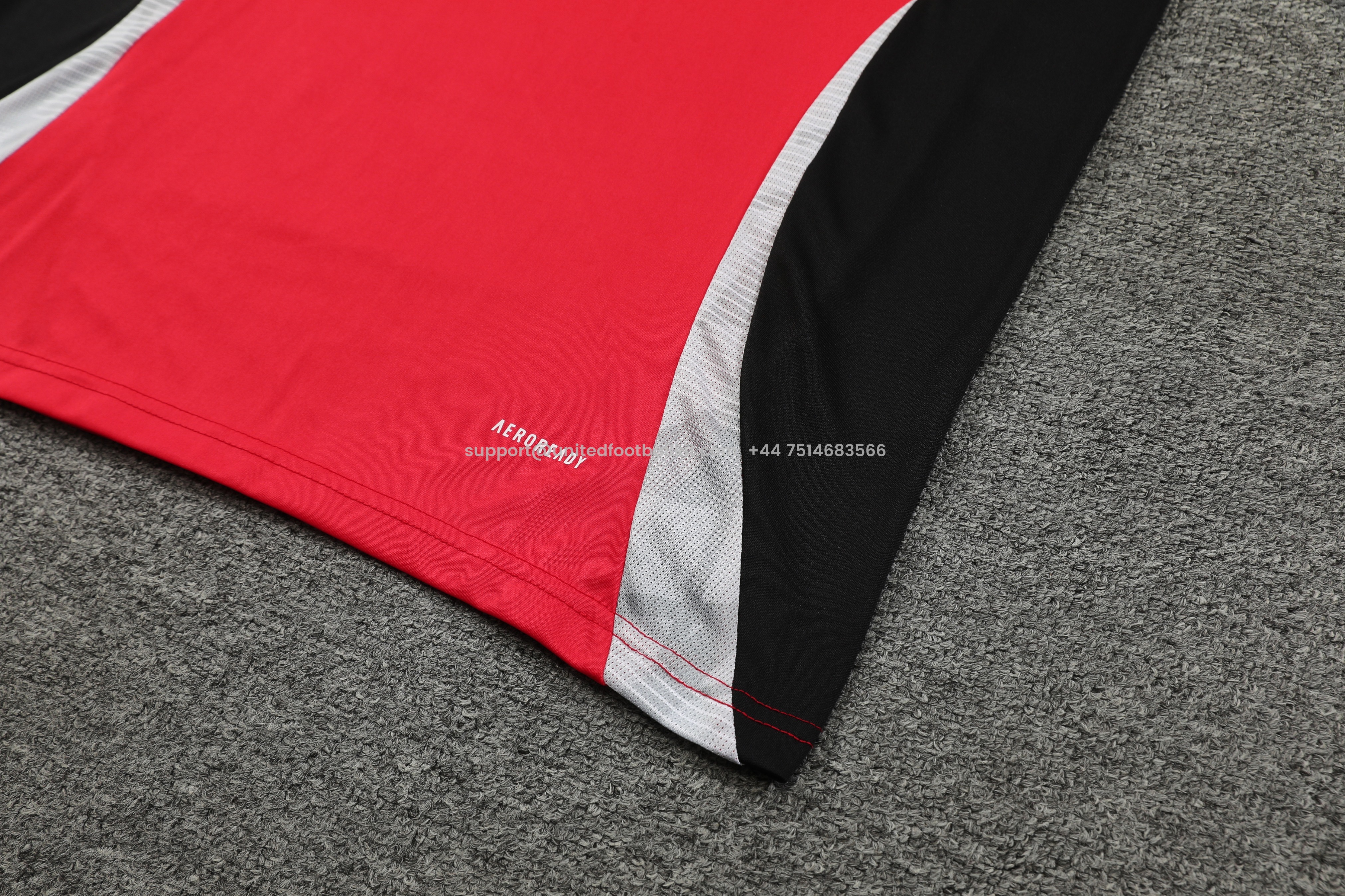 Unitedfootballkit.com | Manchester United 24-25 Short-Sleeve Training Kids Kit - Red Top and Black Shorts -Customize Name, Number and Patch | Worldwide Shipping