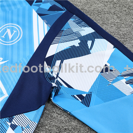 Unitedfootballkit.com | Napoli 24-25 Pre-Match Long Sleeve Training Set - Light Blue Top and Deep Blue Pants -Customize Name, Number and Patch | Worldwide Shipping