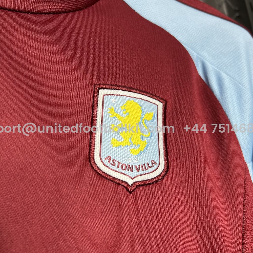 Unitedfootballkit.com | Aston Villa 24-25 Home Stadium Kids Kit -Customize Name, Number and Patch | Worldwide Shipping