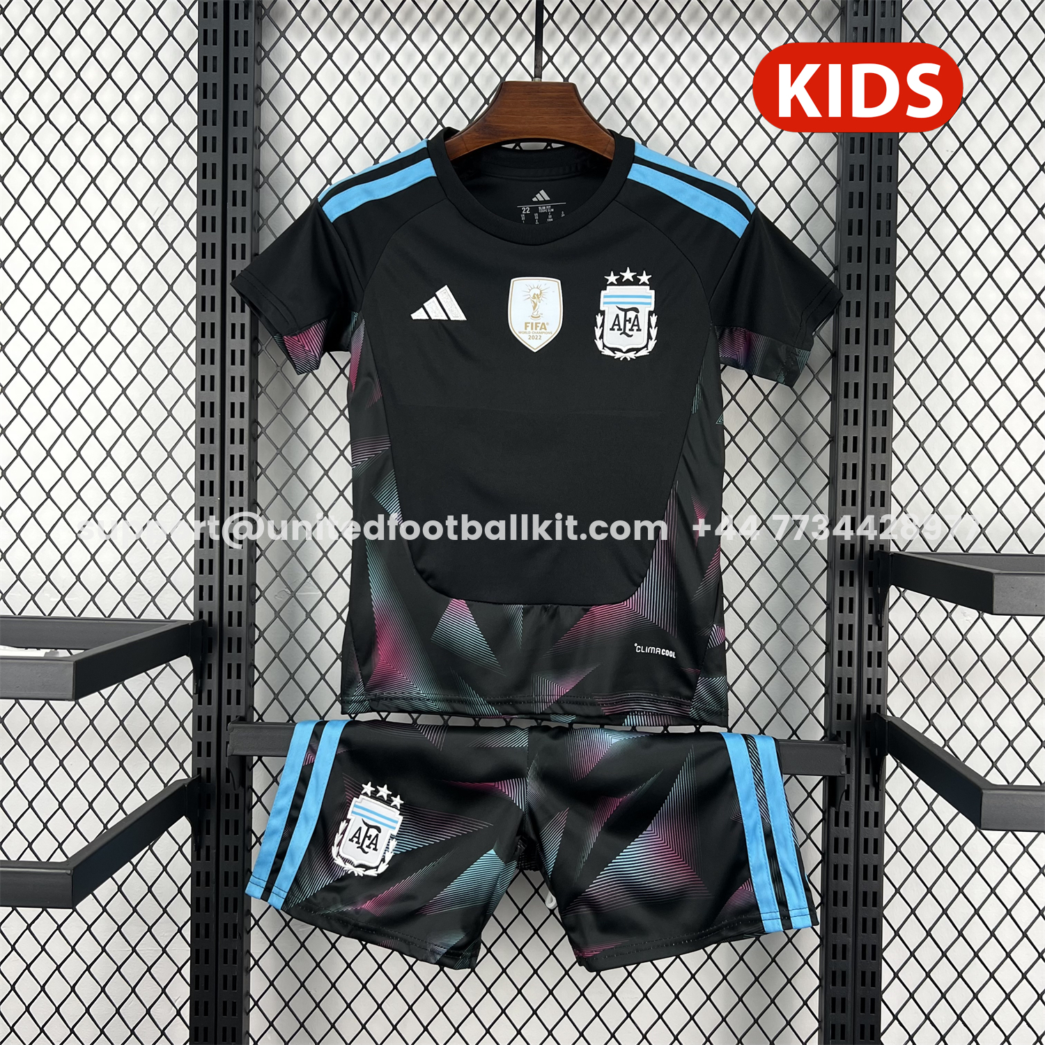 Unitedfootballkit.com | Argentina 2026 Goalkeeper Black Without Chest Patch Kids Kit -Customize Name, Number and Patch | Worldwide Shipping