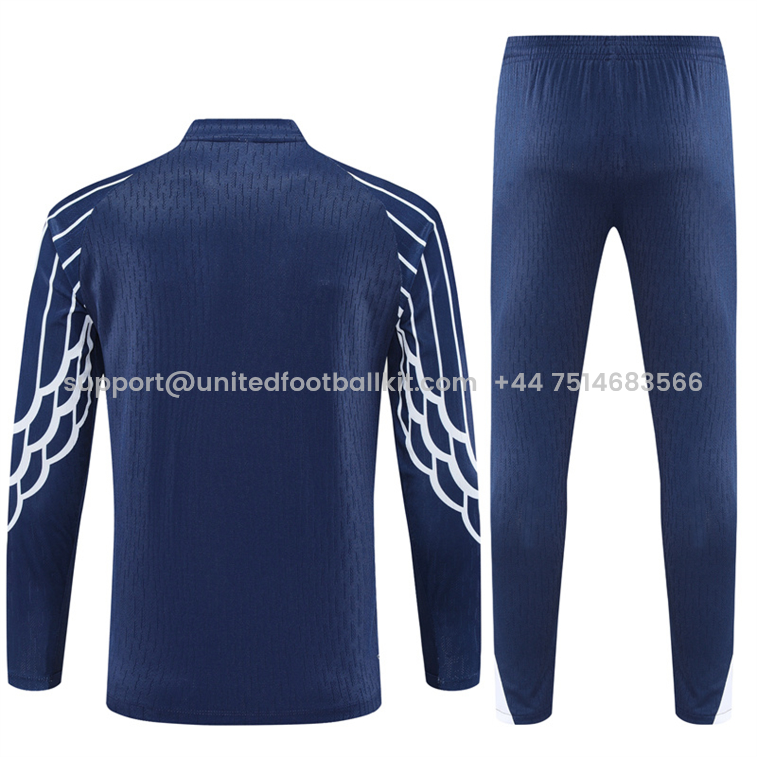 Unitedfootballkit.com | Paris Saint-Germain PSG 25-26 Long Sleeve Training Set - JD White Wing Royal Blue Top and Pants -Customize Name, Number and Patch | Worldwide Shipping