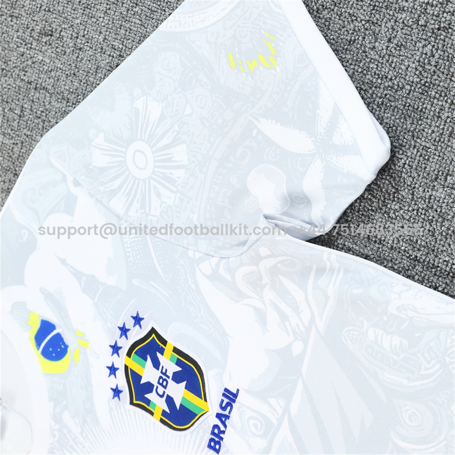 Unitedfootballkit.com | Brazil 25-26 White Jesus Statue Short-Sleeve Training Set - White Top & Black Shorts -Customize Name, Number and Patch | Worldwide Shipping
