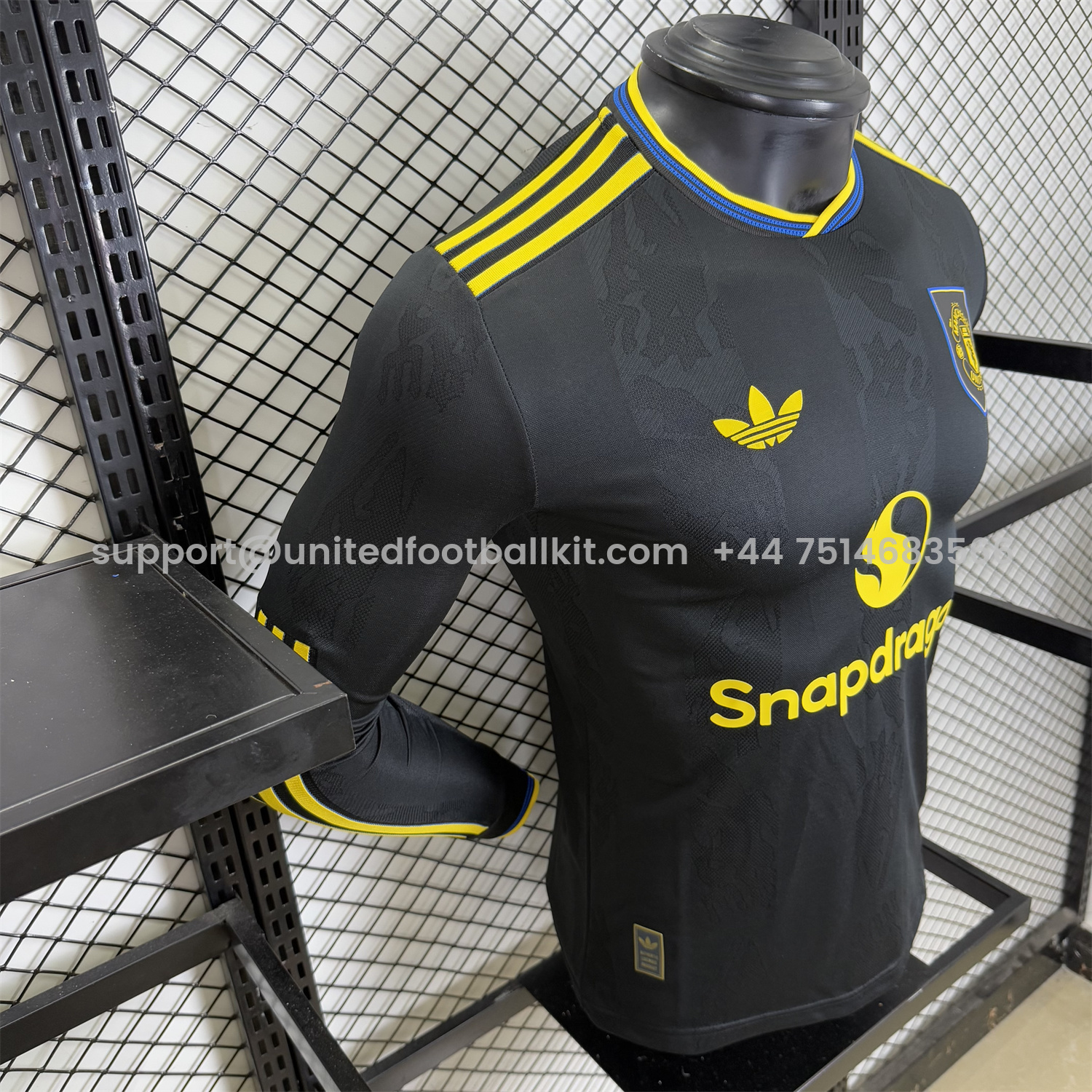 Unitedfootballkit.com | Manchester United 25-26 Third Black Long Sleeves Jersey - Player Version -Customize Name, Number and Patch | Worldwide Shipping