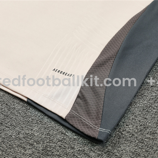 Unitedfootballkit.com | Real Madrid 24-25 Long Sleeve Training Set - Player Version - Apricot -Customize Name, Number and Patch | Worldwide Shipping