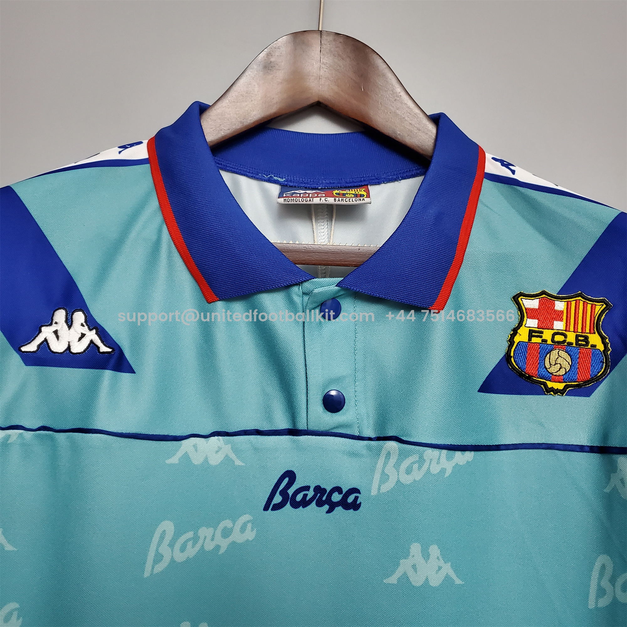 Unitedfootballkit.com | Retro Barcelona 92-95 Away Stadium Jersey -Customize Name, Number and Patch | Worldwide Shipping