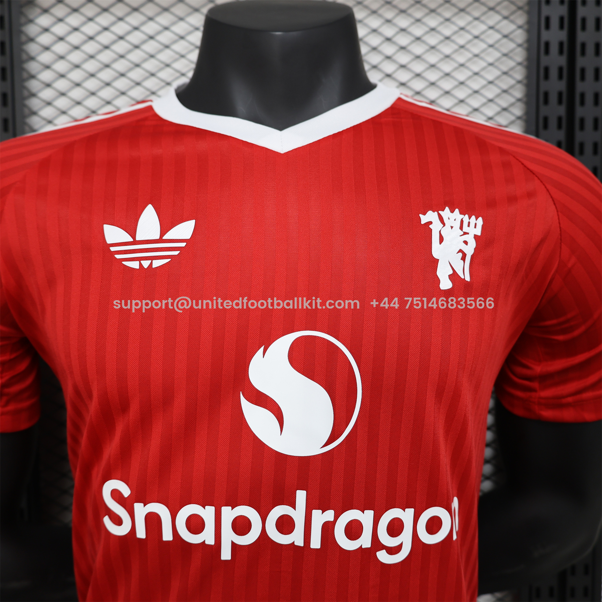 Unitedfootballkit.com | Manchester United 24-25 Red Trefoil Vintage Jersey - Player Version -Customize Name, Number and Patch | Worldwide Shipping