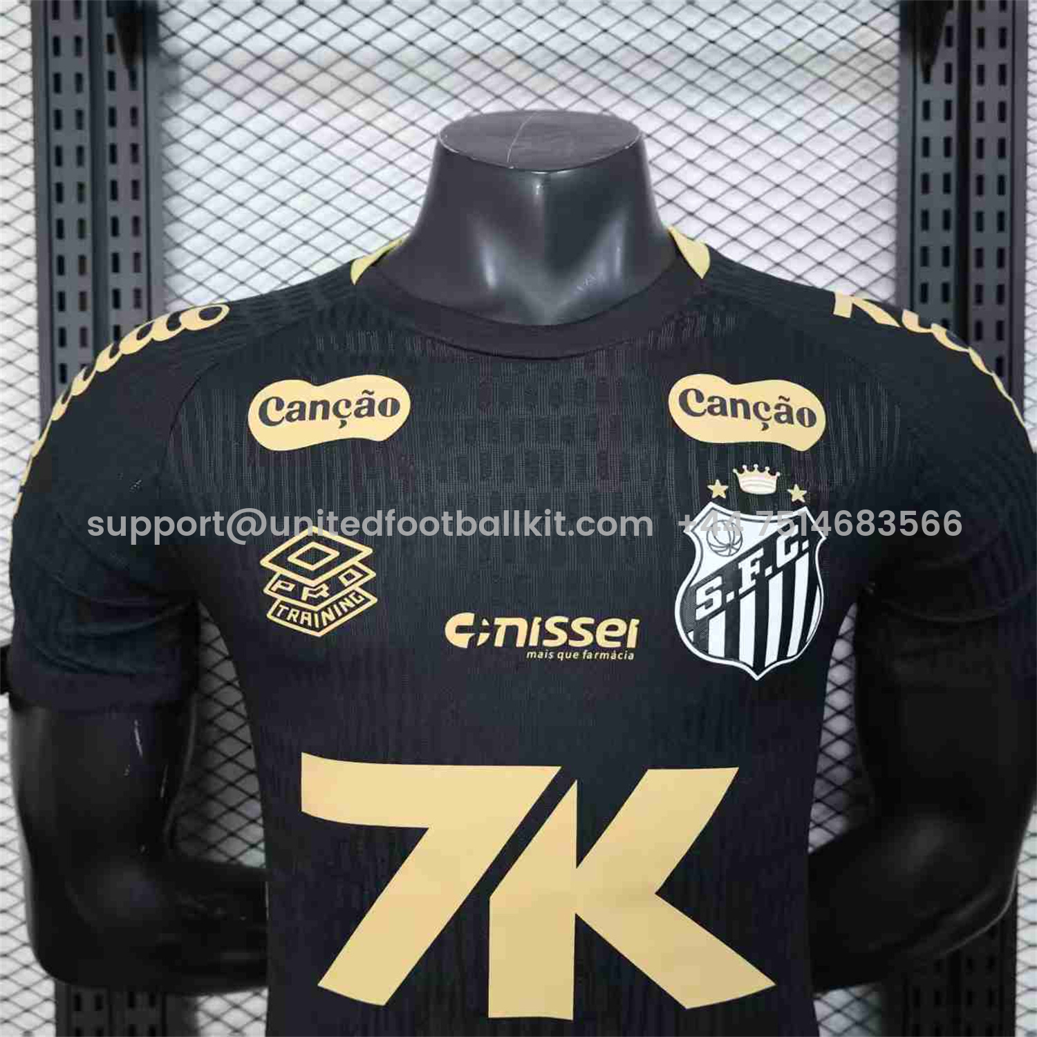 Unitedfootballkit.com | Santos 2025-26 Goalkeeper Black Jersey With Sponsors - Player Version -Customize Name, Number and Patch | Worldwide Shipping