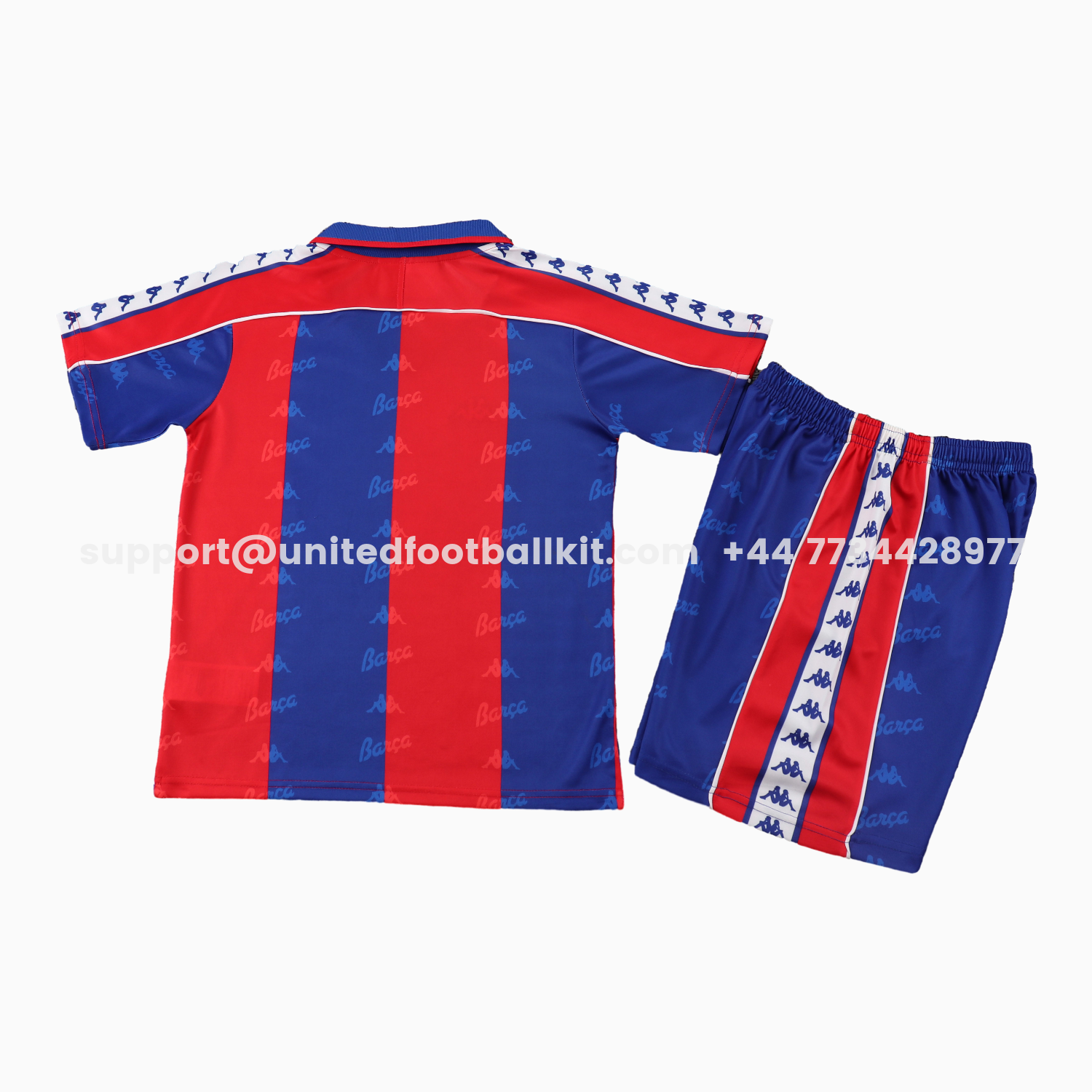 Unitedfootballkit.com | Retro Barcelona 1992-95 Home Kids Kit -Customize Name, Number and Patch | Worldwide Shipping