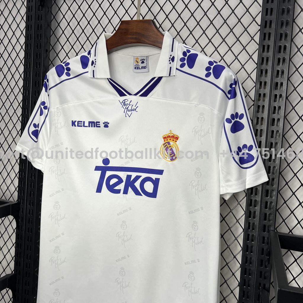 Unitedfootballkit.com | Retro Real Madrid 1994-96 Home Jersey -Customize Name, Number and Patch | Worldwide Shipping