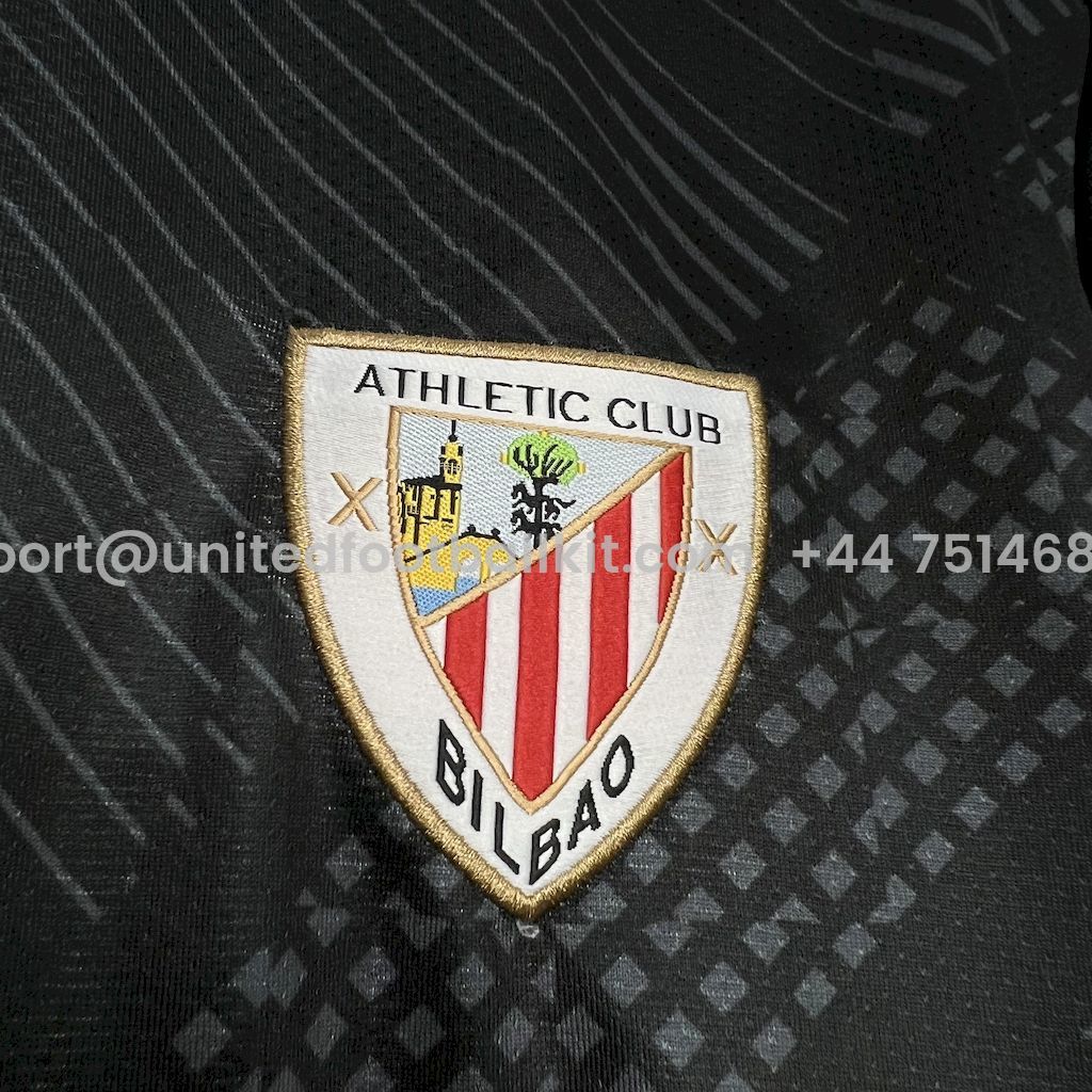 Unitedfootballkit.com | Athletic Bilbao 24-25 Black Goalkeeper Jersey - Fans Version -Customize Name, Number and Patch | Worldwide Shipping