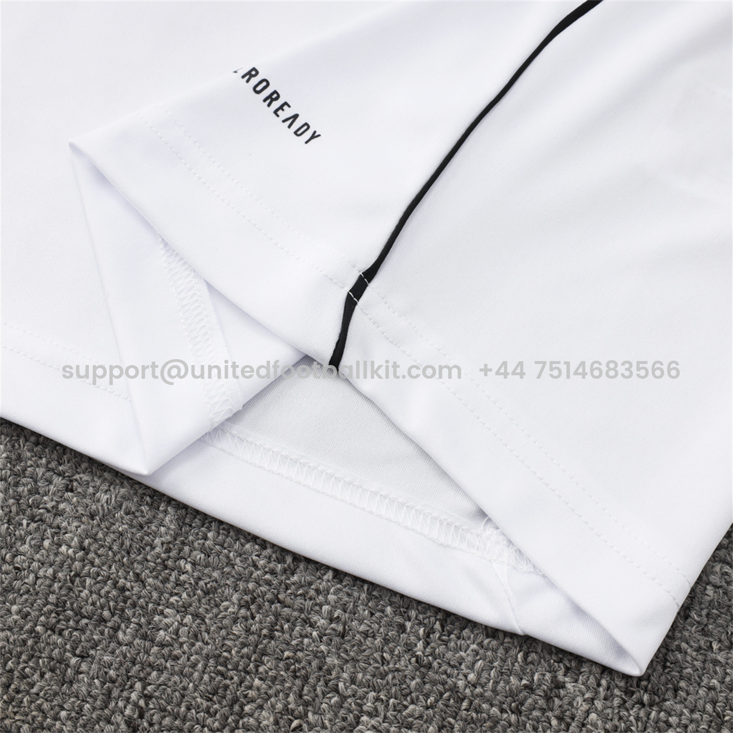 Unitedfootballkit.com | Real Madrid 25-26 Vest Training Set - White Vest and Black Shorts -Customize Name, Number and Patch | Worldwide Shipping