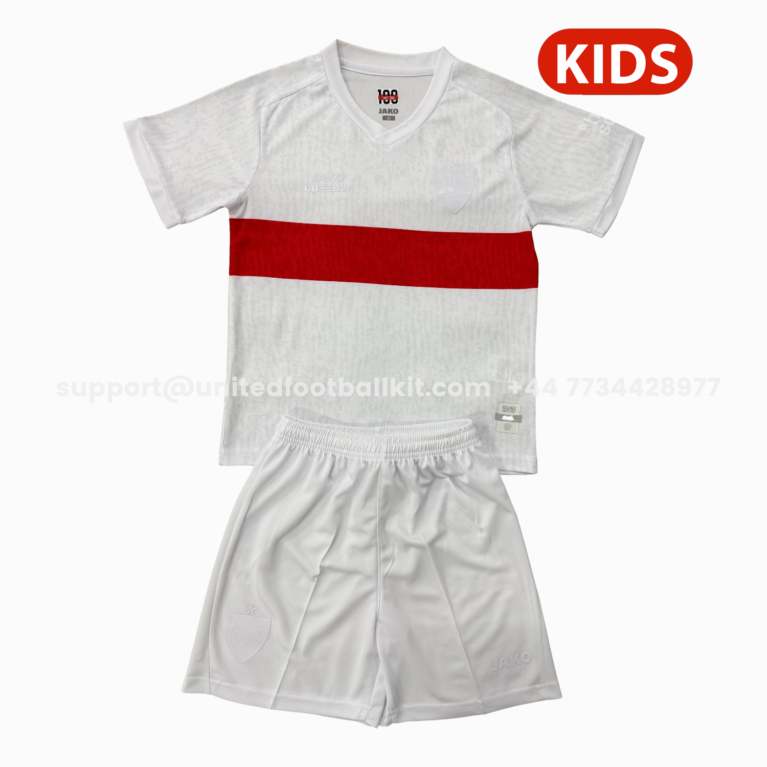 Unitedfootballkit.com | Stuttgart 25-26 100th Anniversary Kids Kit -Customize Name, Number and Patch | Worldwide Shipping