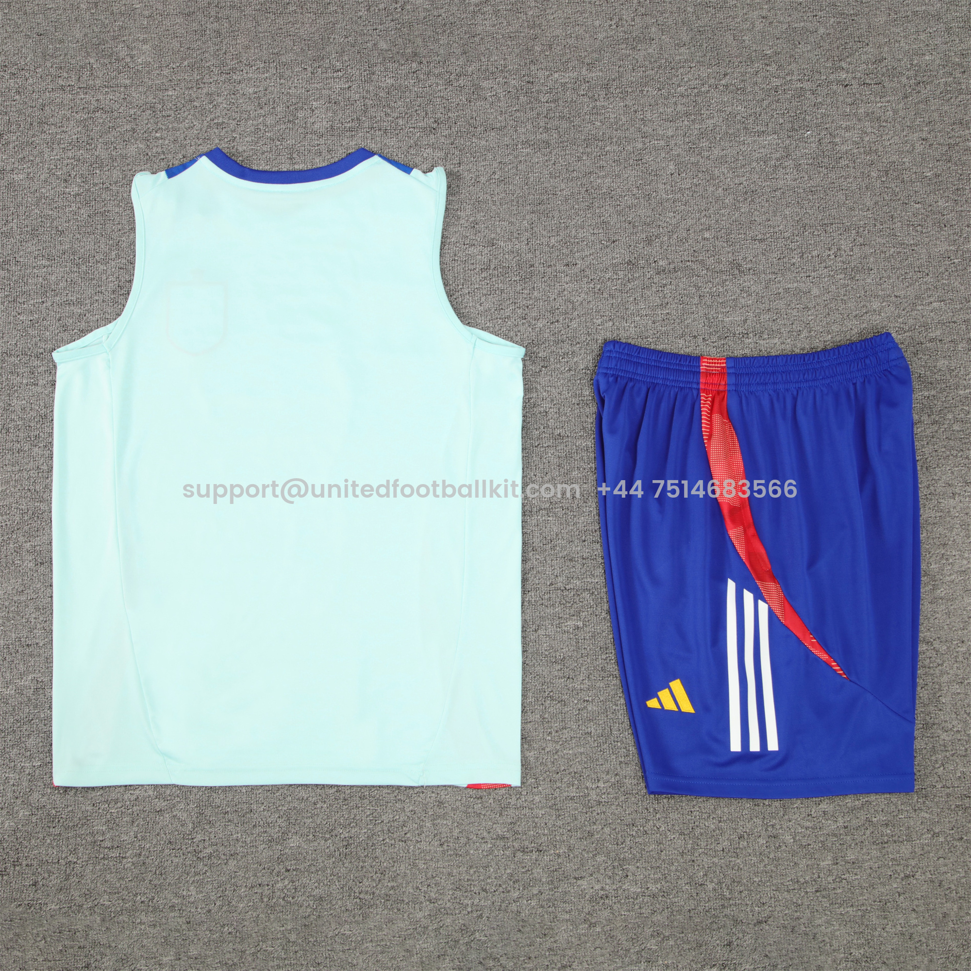 Unitedfootballkit.com | Spain 24-25 Vest Training Set - Light Blue -Customize Name, Number and Patch | Worldwide Shipping