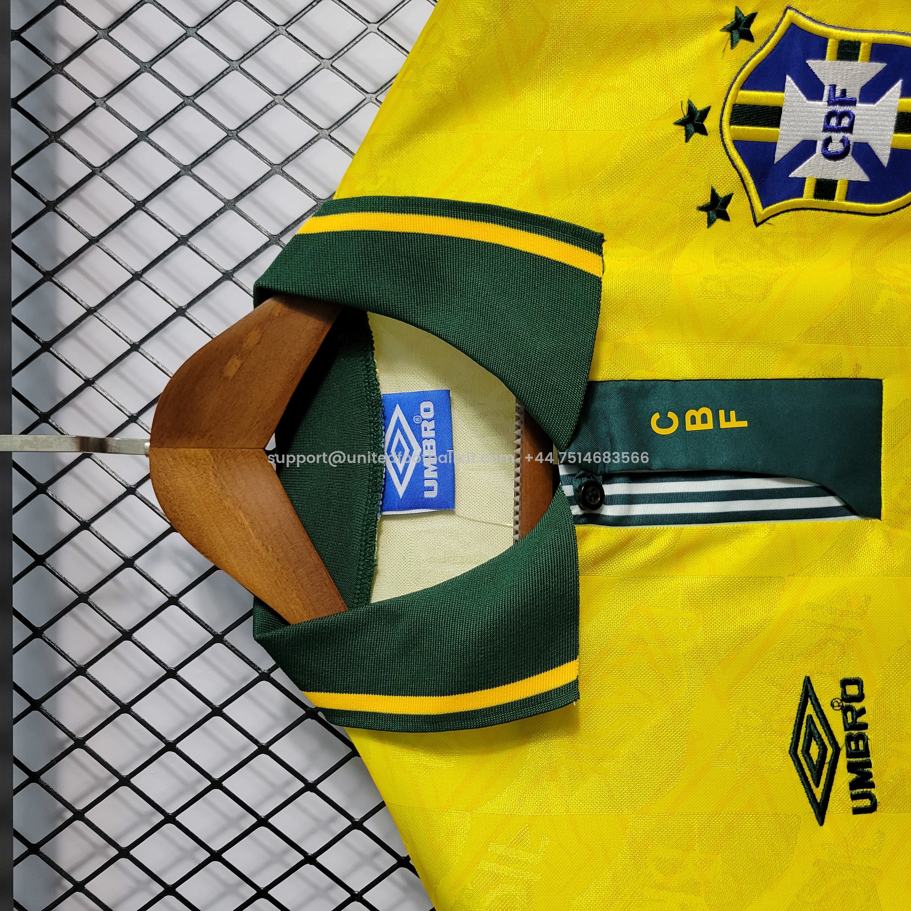 Unitedfootballkit.com | Retro Brazil 1991-93 Home Stadium Jersey -Customize Name, Number and Patch | Worldwide Shipping