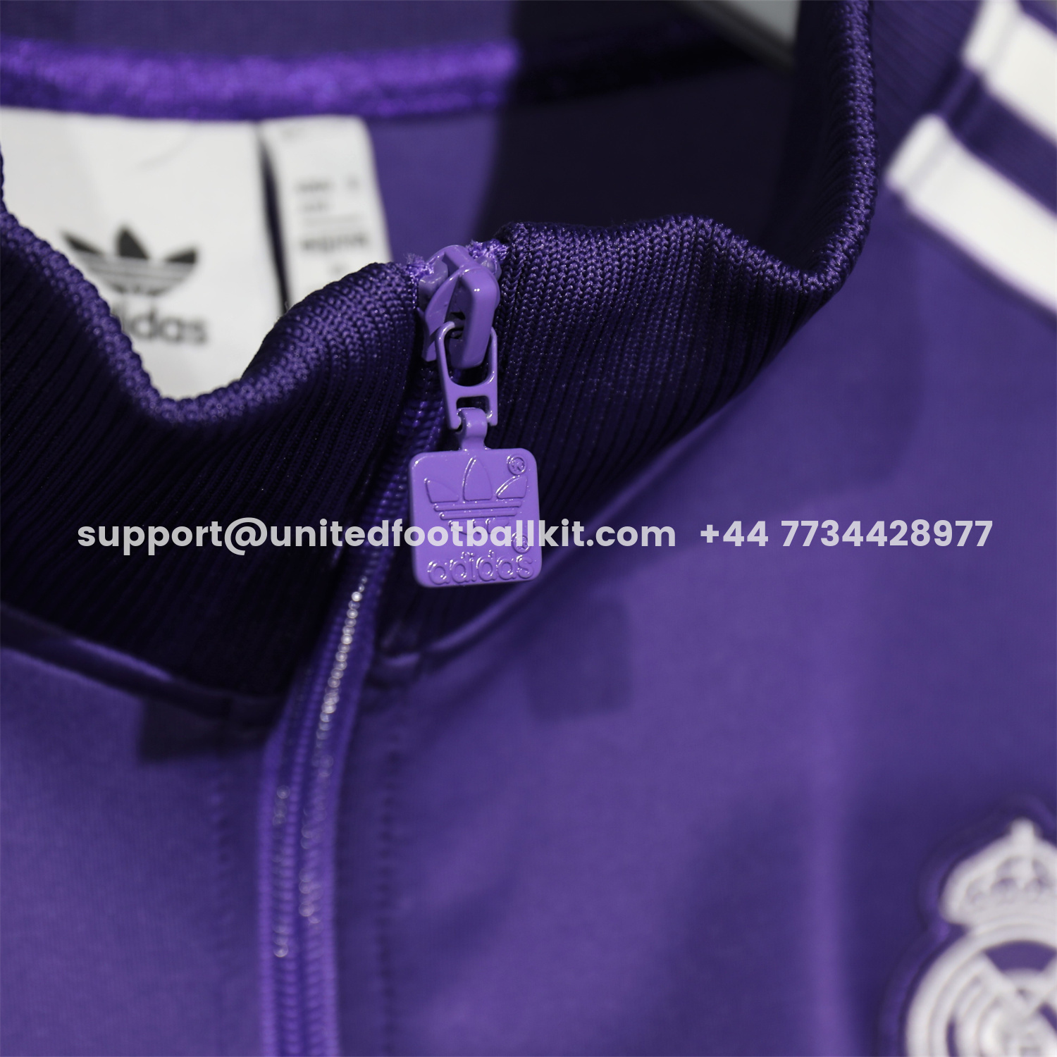 Unitedfootballkit.com | Real Madrid 25-26 White Lines Training Set - Purple Top and Purple Pants -Customize Name, Number and Patch | Worldwide Shipping
