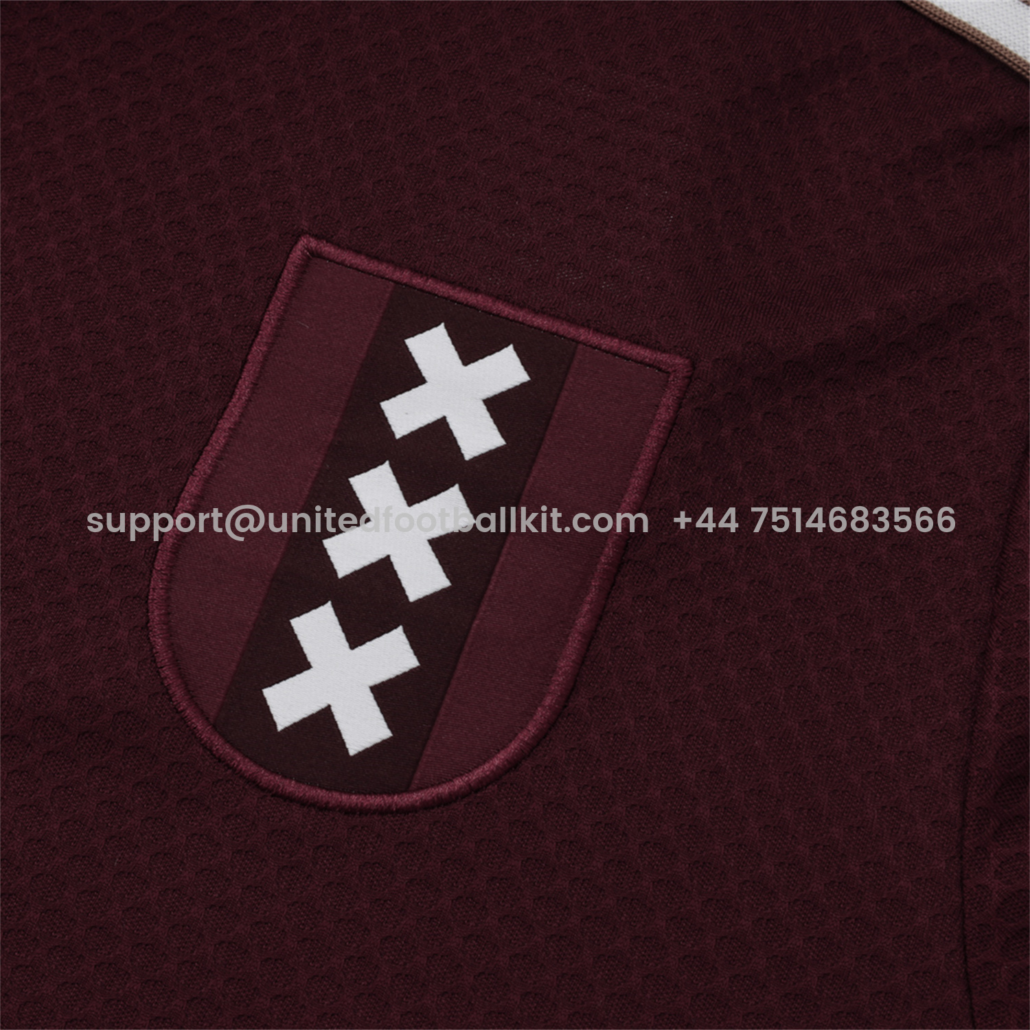 Unitedfootballkit.com | Ajax 25-26 Throwback Trefoil Short-Sleeve Training Set - Deep Red -Customize Name, Number and Patch | Worldwide Shipping