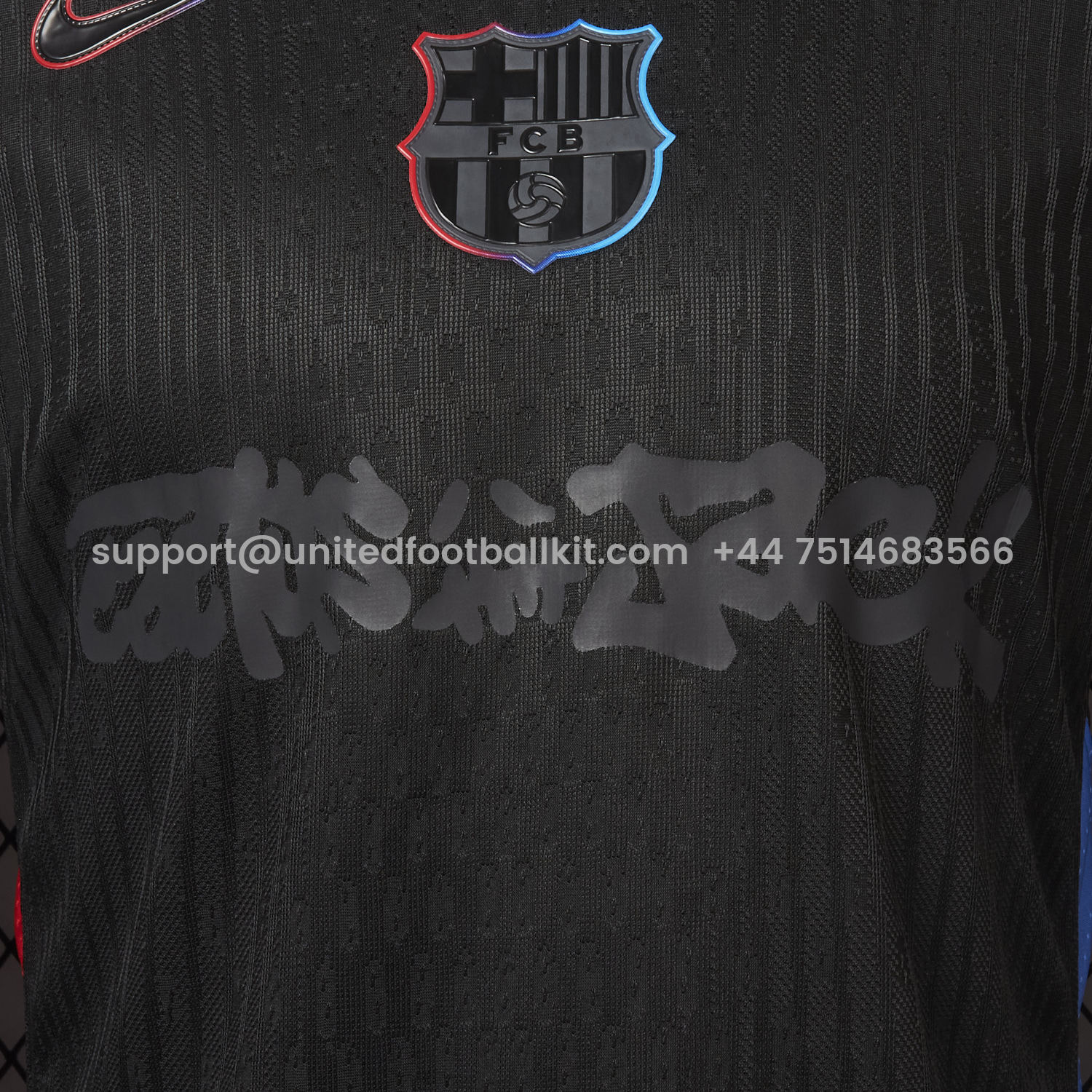 Unitedfootballkit.com | 【New】Barcelona x Travis Scott 24-25 Away Pure Black Jersey - Player Version -Customize Name, Number and Patch | Worldwide Shipping