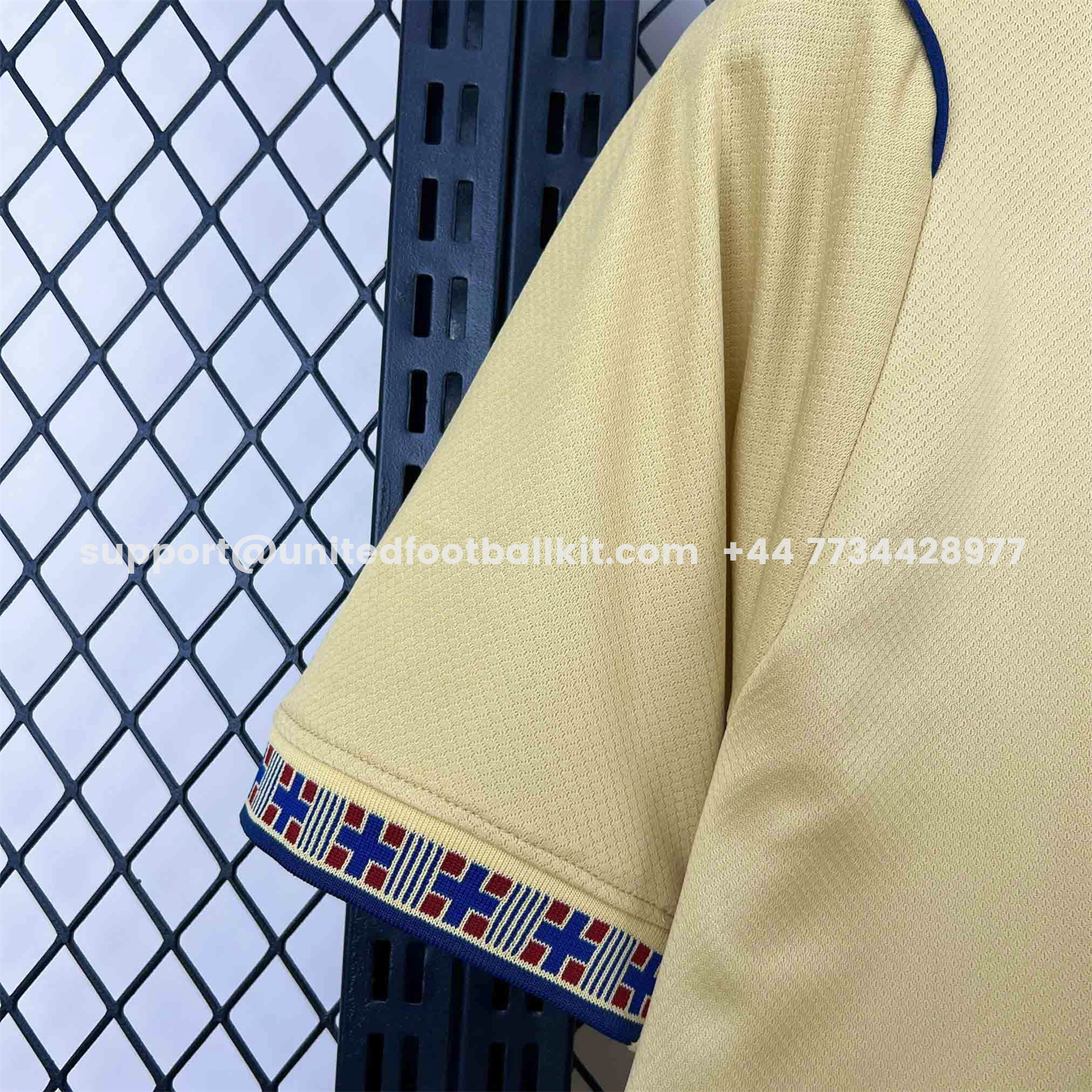 Unitedfootballkit.com | Barcelona 26-27 Blue Vertical Stripes Yellow Jersey - Fans Version -Customize Name, Number and Patch | Worldwide Shipping